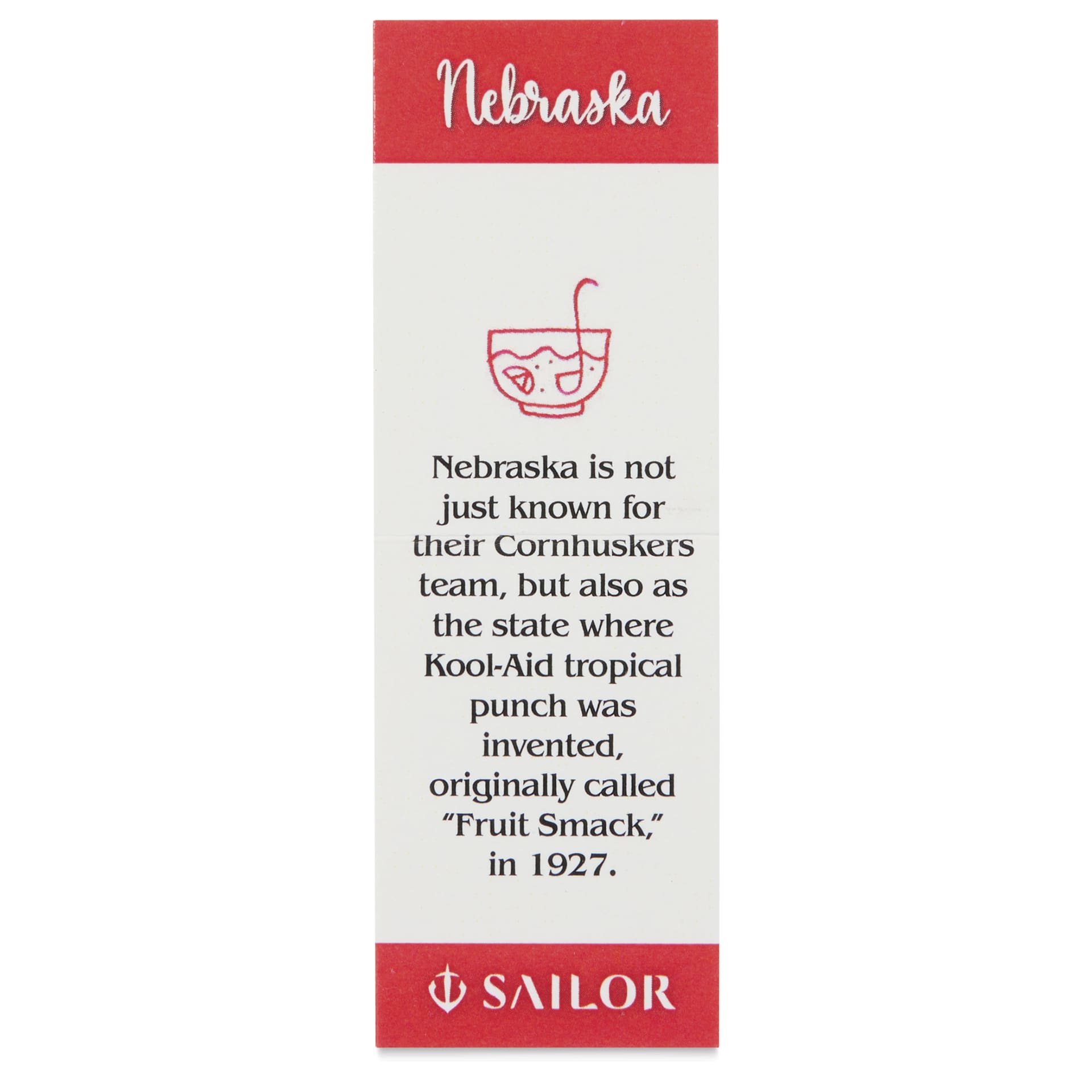 Sailor USA State Ink - Nebraska, Red, 20 ml, color description