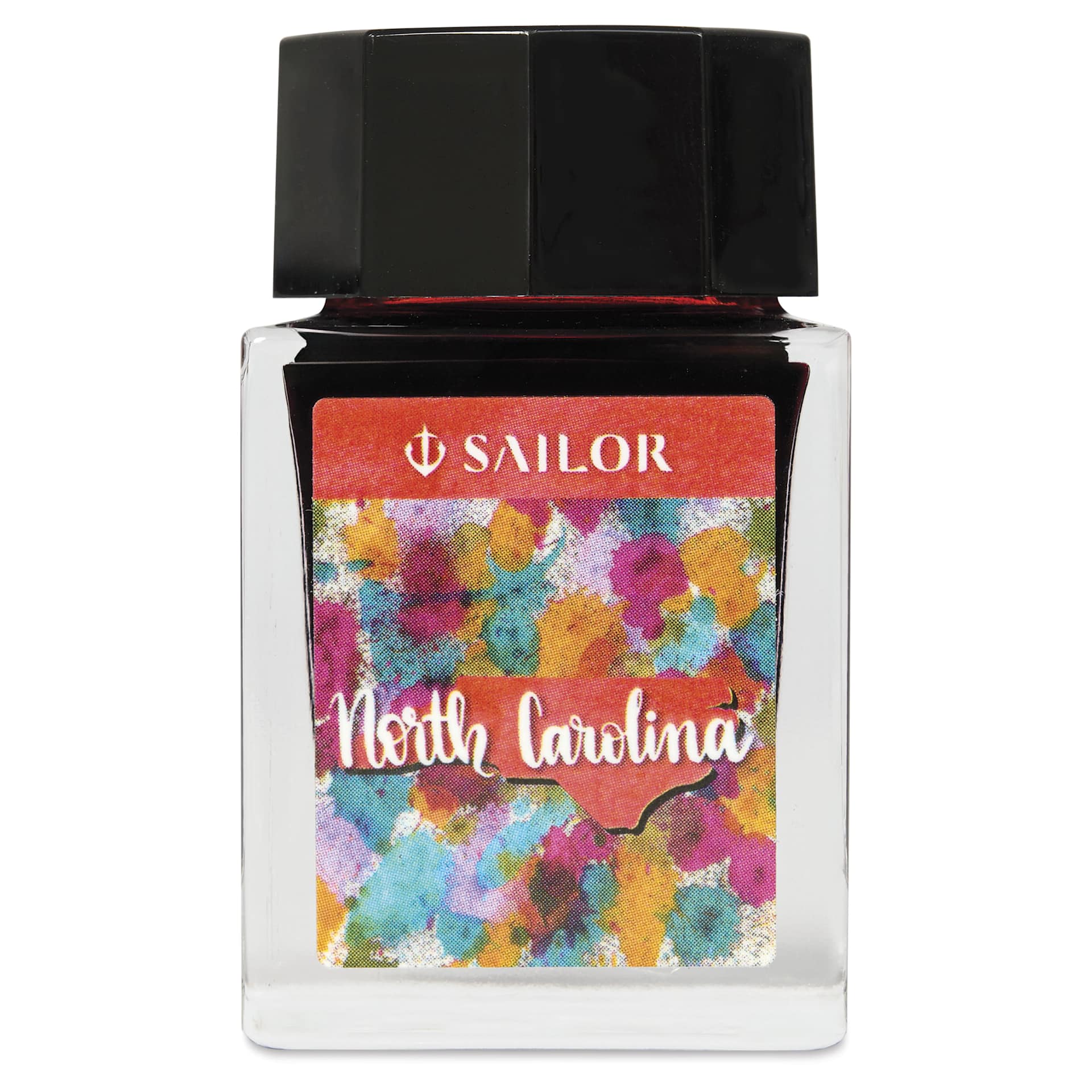 Sailor USA State Ink - North Carolina, Strawberry Red, 20 ml, front of bottle