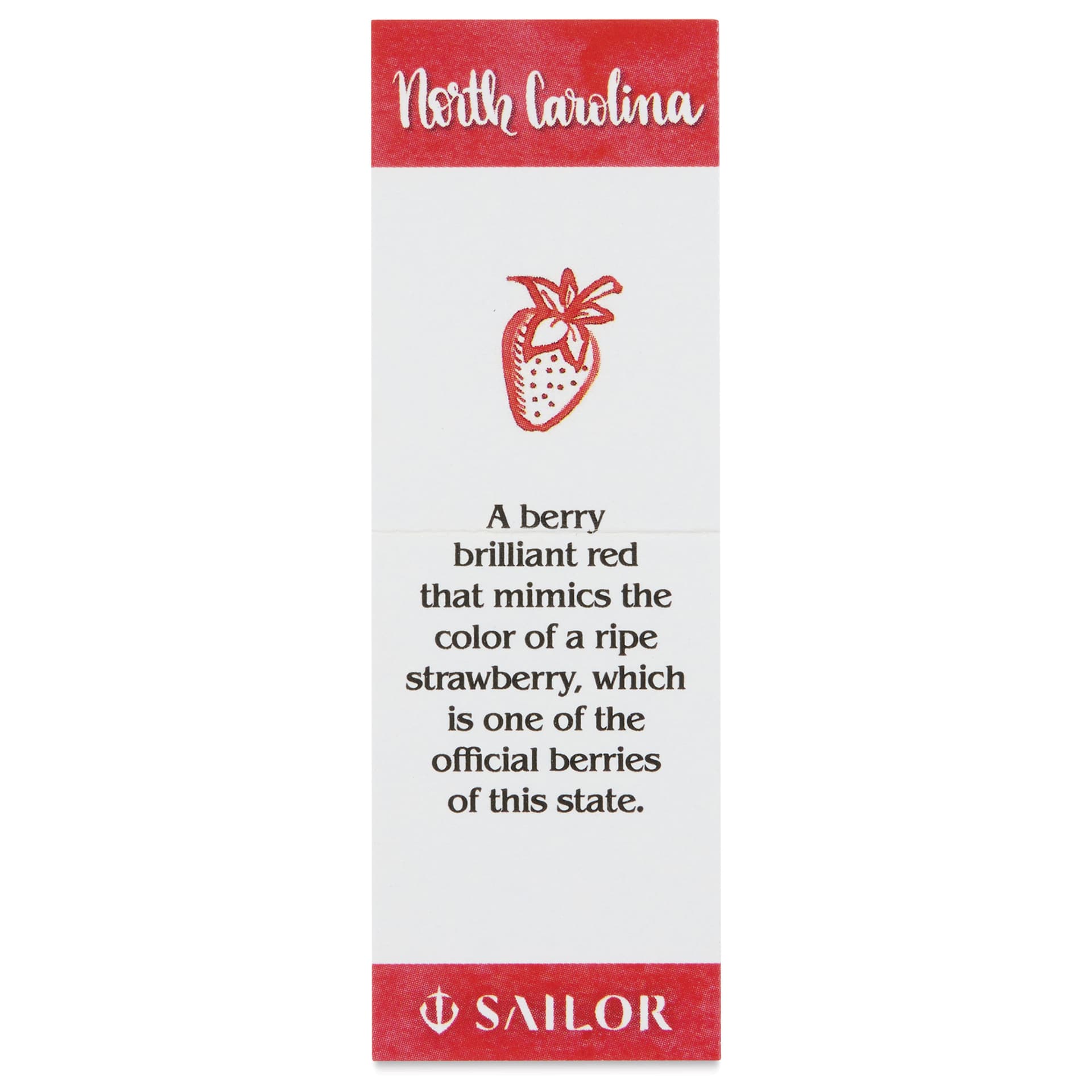 Sailor USA State Ink - North Carolina, Strawberry Red, 20 ml, color description