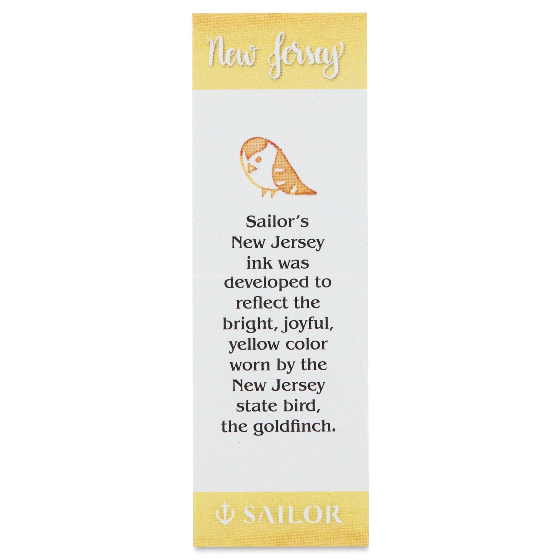 Sailor USA State Ink - New Jersey, Yellow, 20 ml, color description