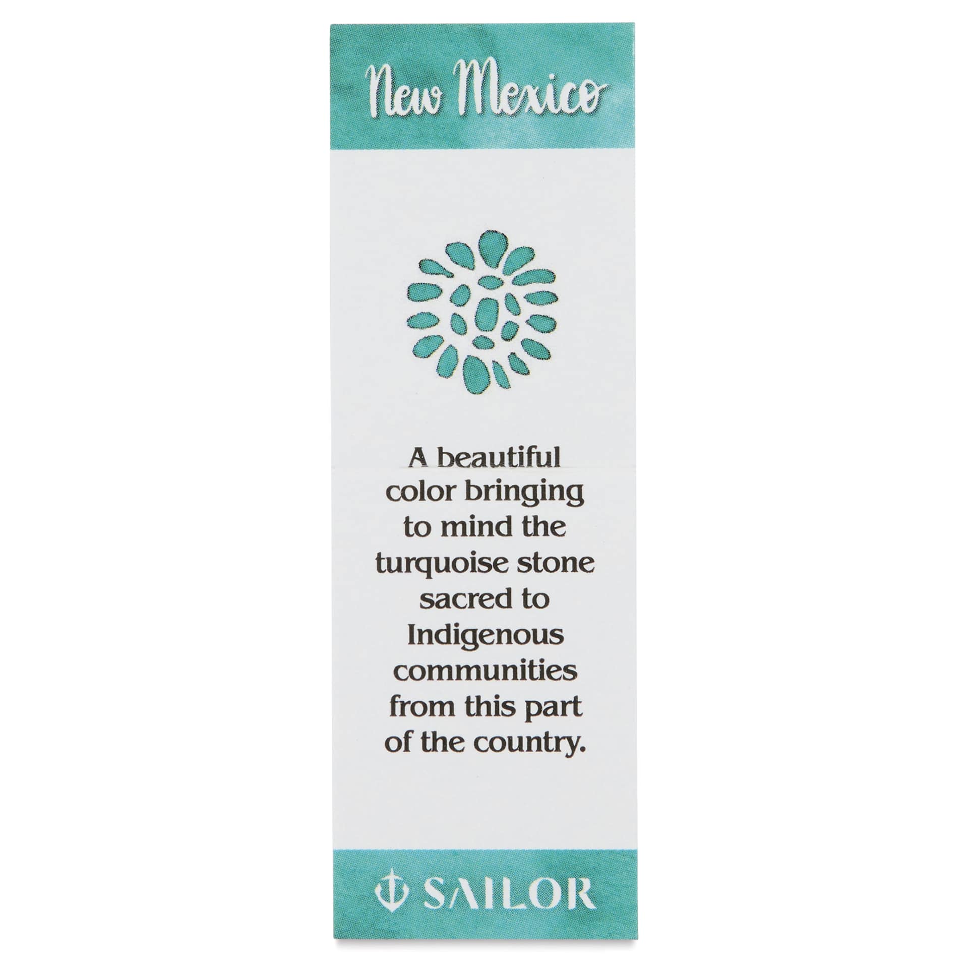 Sailor USA State Ink - New Mexico, Turquoise Blue, 20 ml, color description
