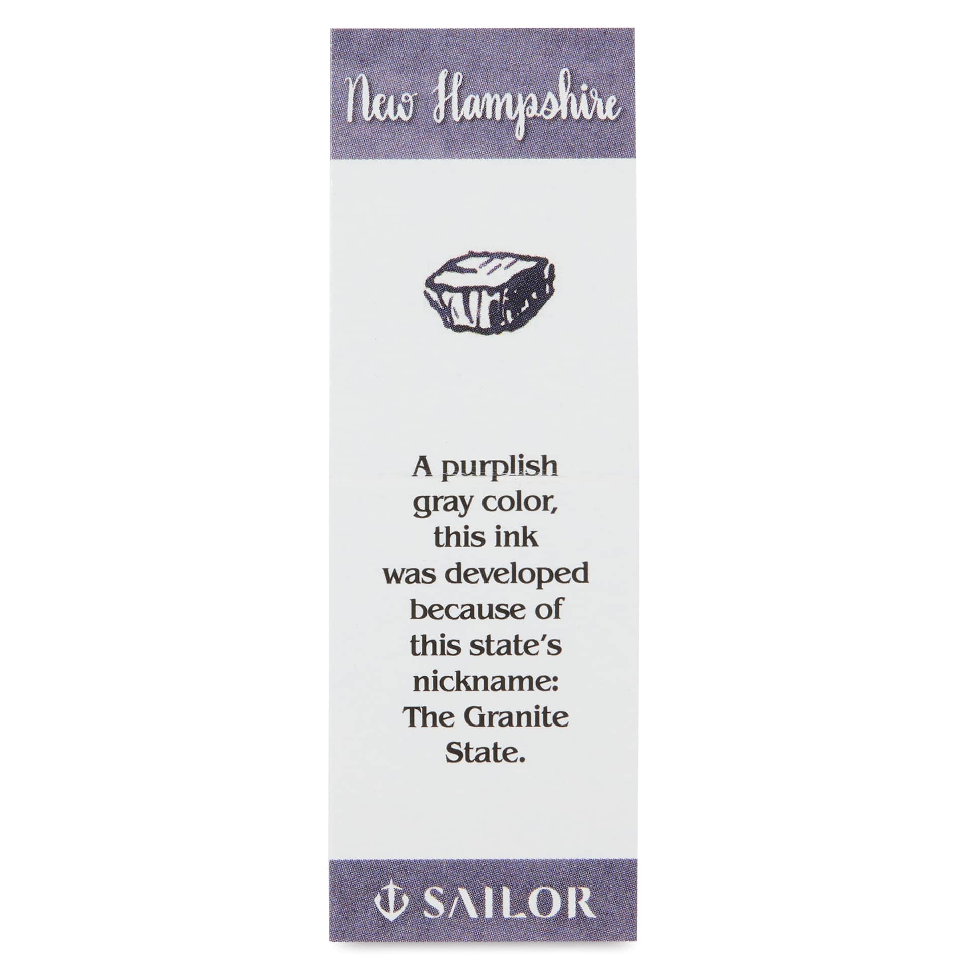 Sailor USA State Ink - New Hampshire, Granite Gray Purple, 20 ml, color description