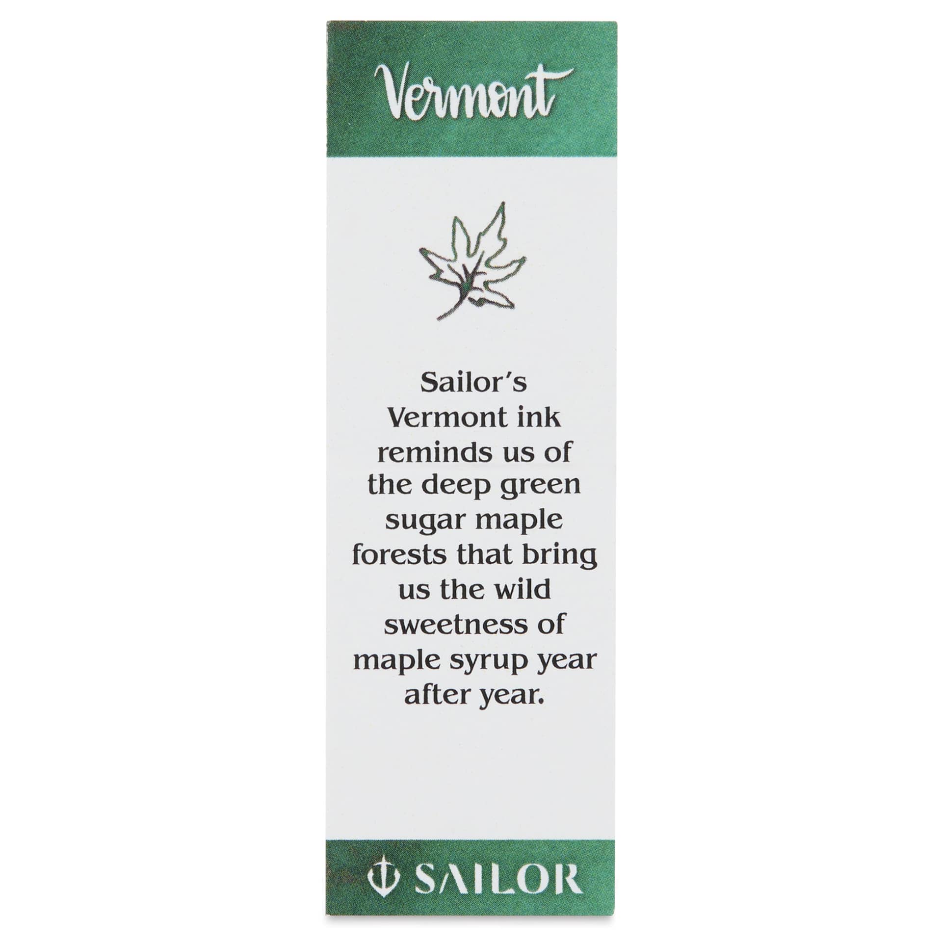 Sailor USA State Ink - Vermont, Emerald Green, 20 ml, color description