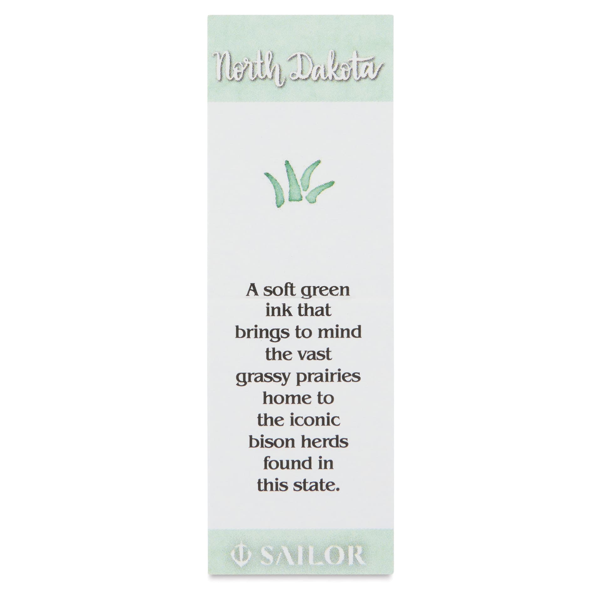 Sailor USA State Ink - North Dakota, Mint Green, 20 ml, color description
