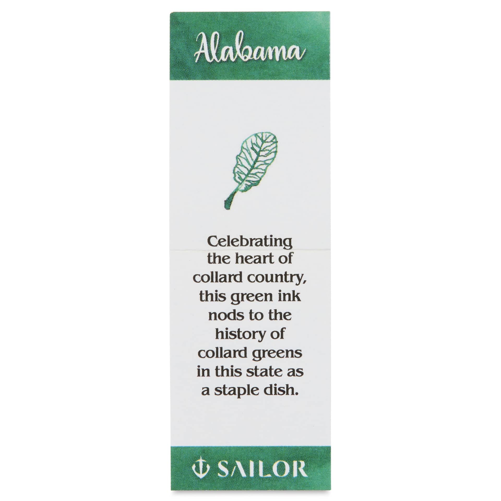 Sailor USA State Ink - Alabama, Collard Green, 20 ml, color description