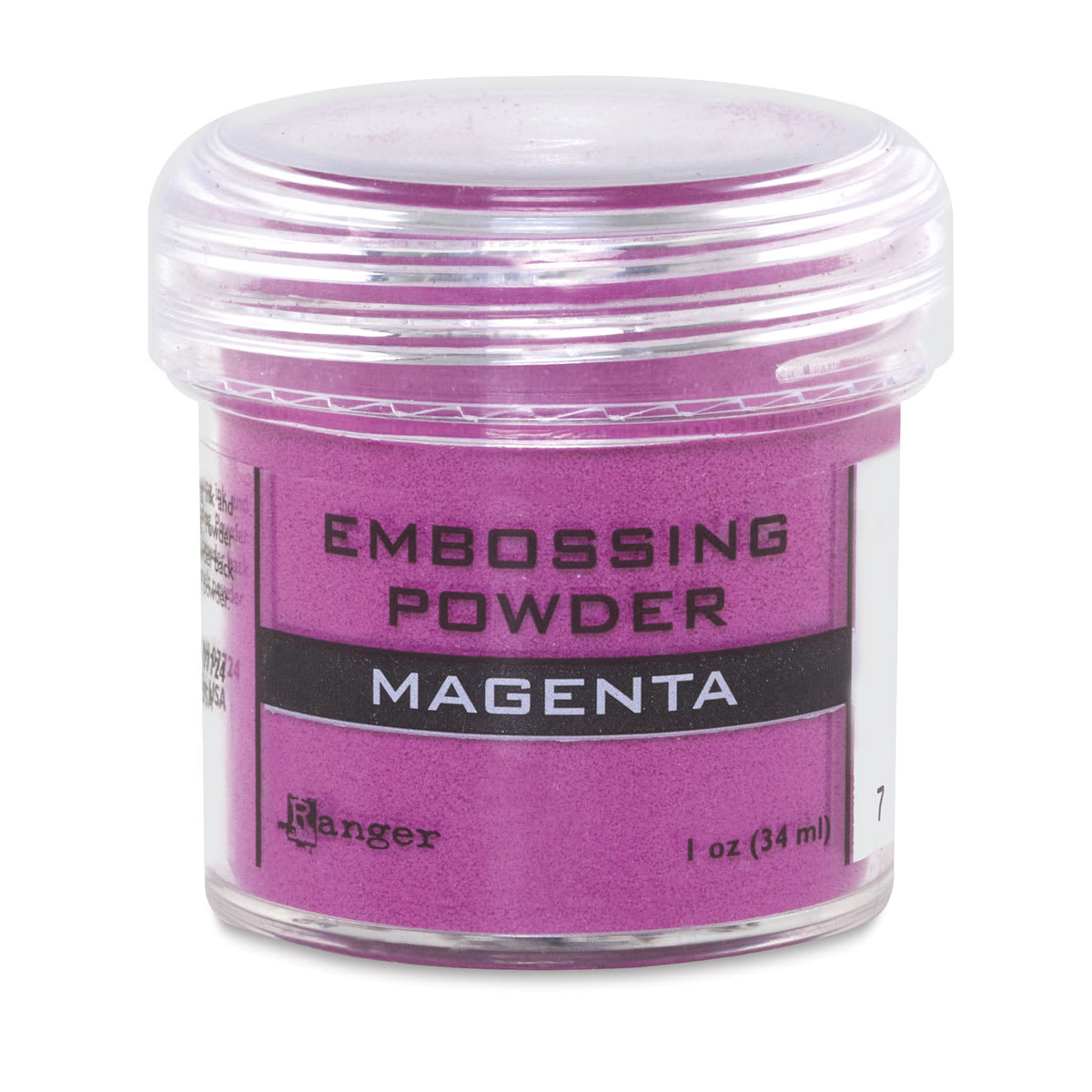 Ranger Embossing Powders - Front of 1 oz jar of Magenta powder