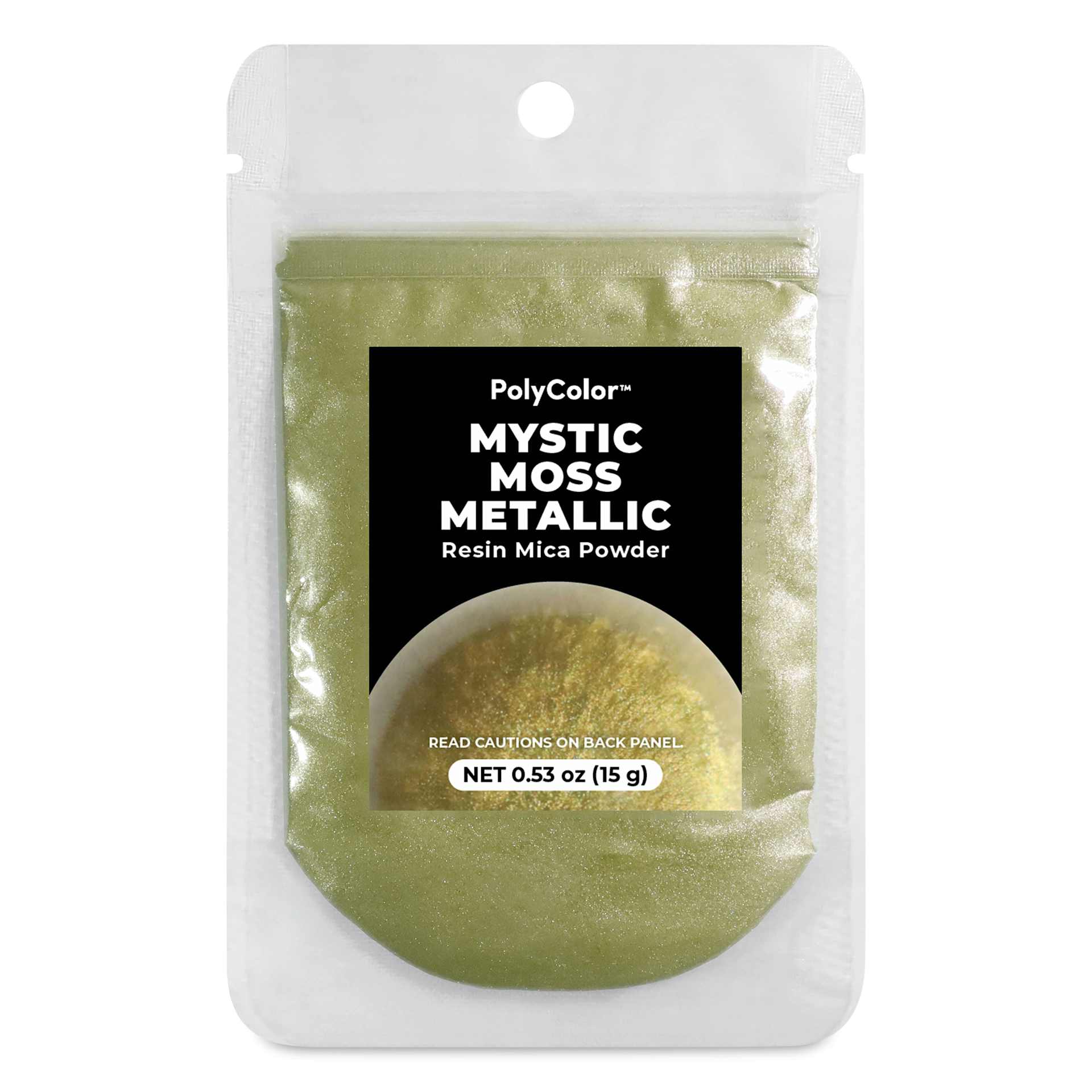 PolyColor Resin Pigment Powder - Mystic Moss Metallic, 15 g (Front of packaging) 