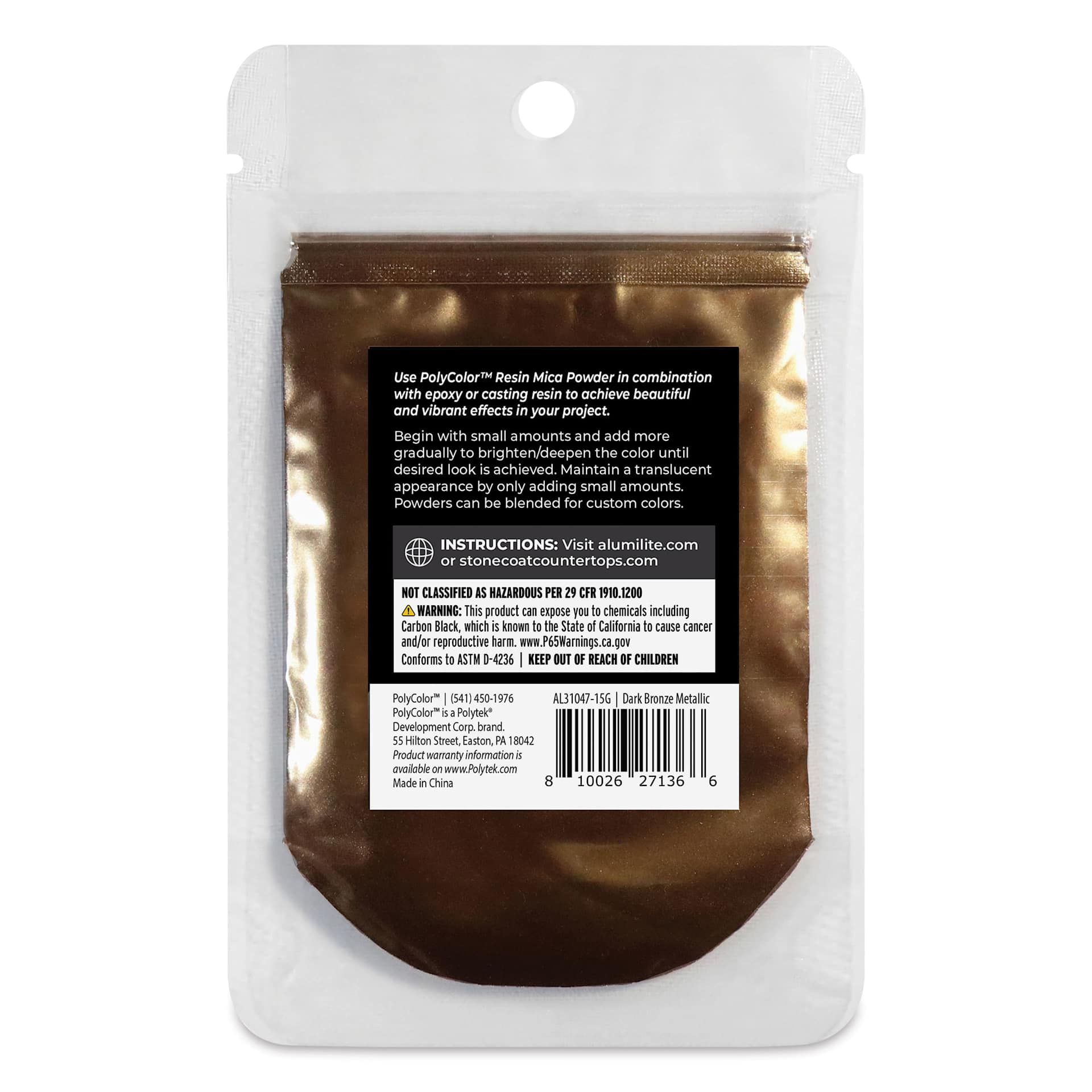 Back of PolyColor Resin Pigment Powder - Dark Bronze, 15 g