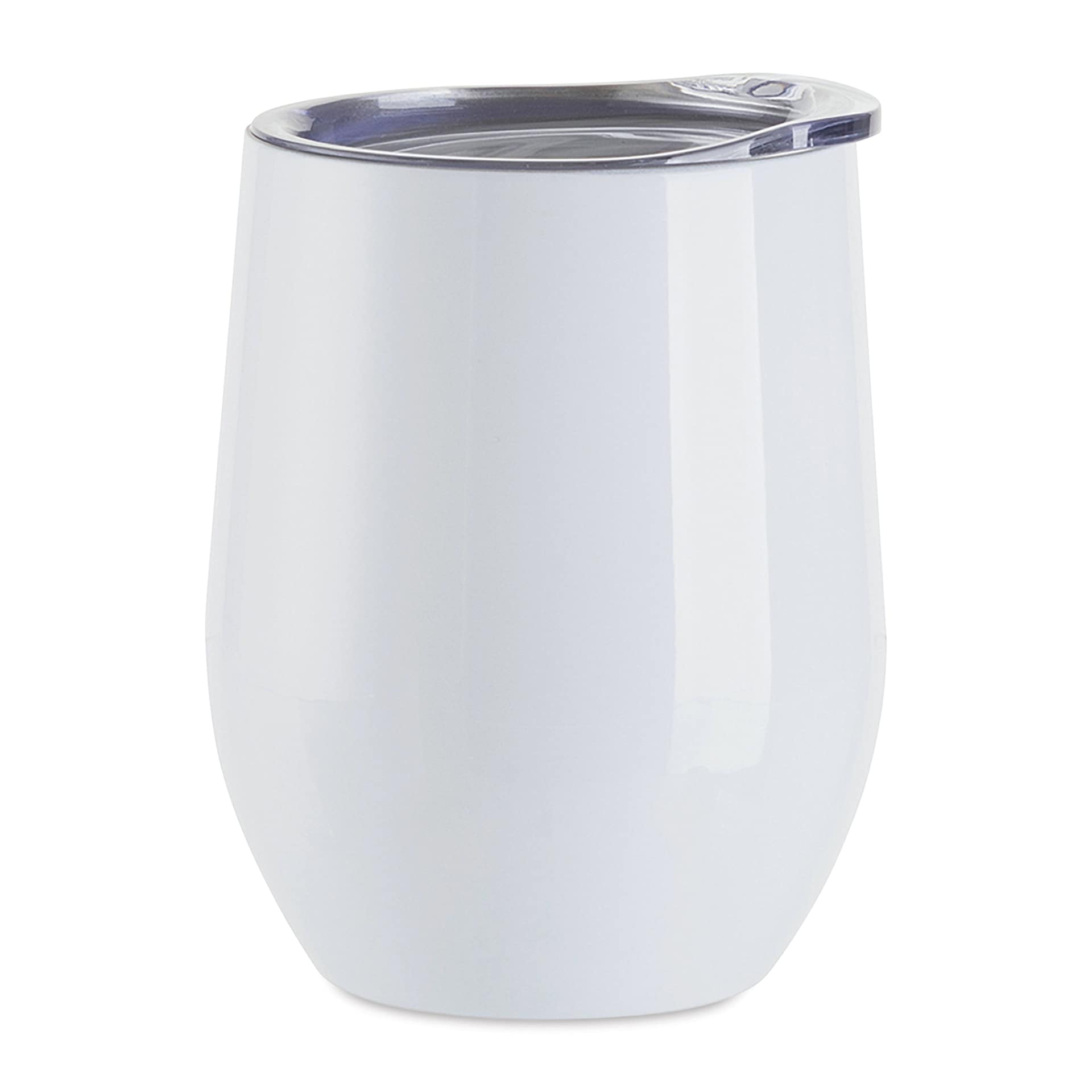 Craft Express Sublimation Printing Stainless Steel Stemless Wine Cup - 12 oz, White, Set of 4 (blank stemless wine cup)