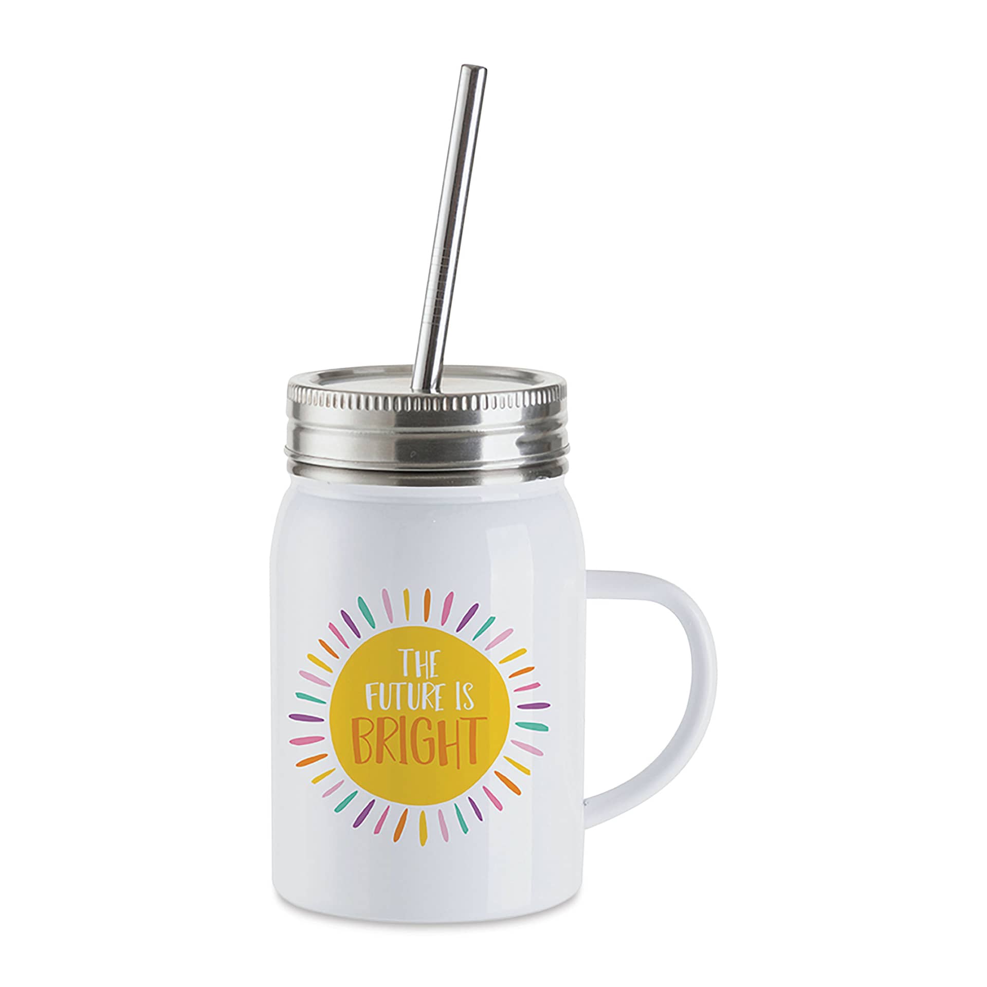 Craft Express Sublimation Printing Stainless Steel Mason Jars - 17 oz, White, Set of 4 (finished jar example)