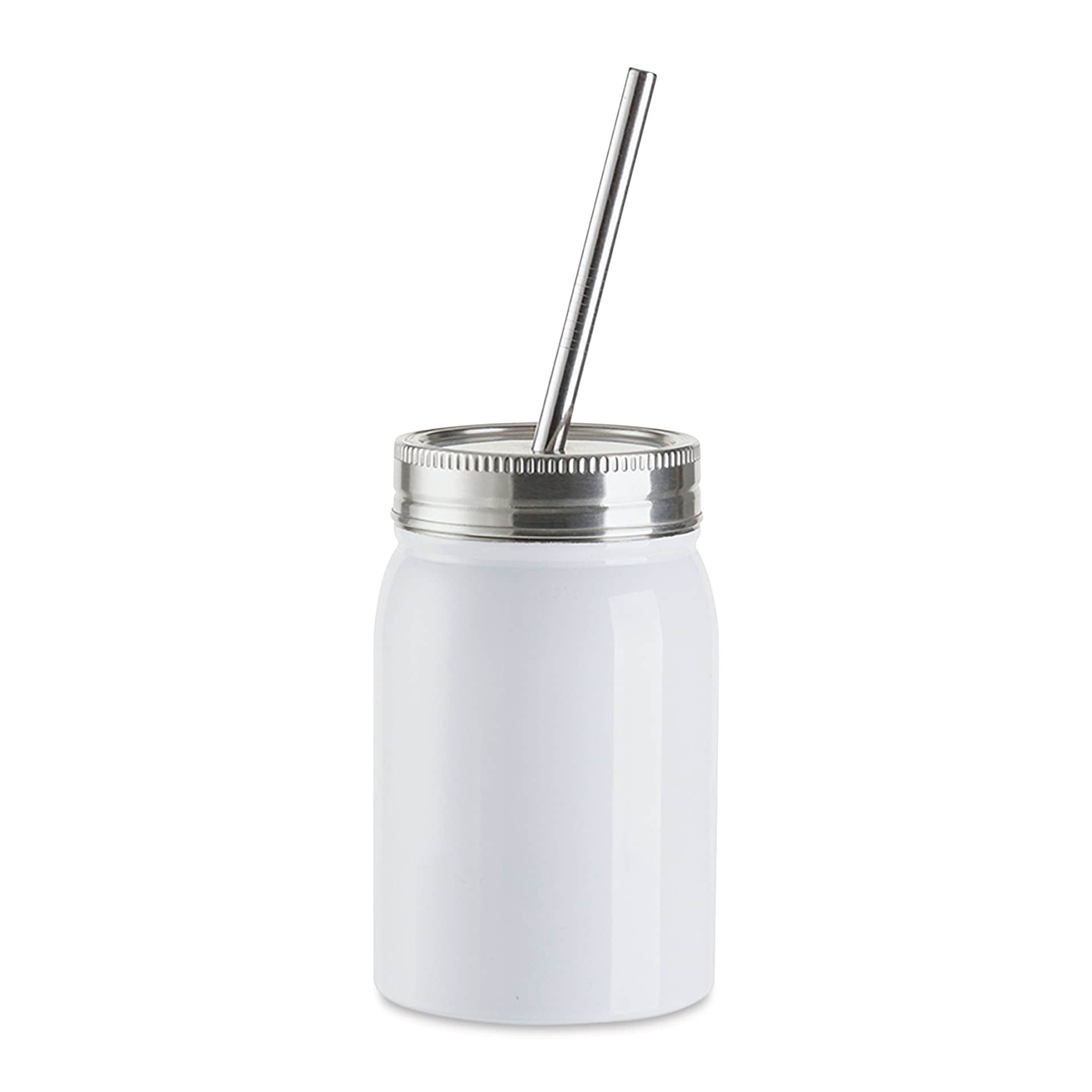 Craft Express Sublimation Printing Stainless Steel Mason Tumbler - 17 oz, White, Set of 4 (blank jar)