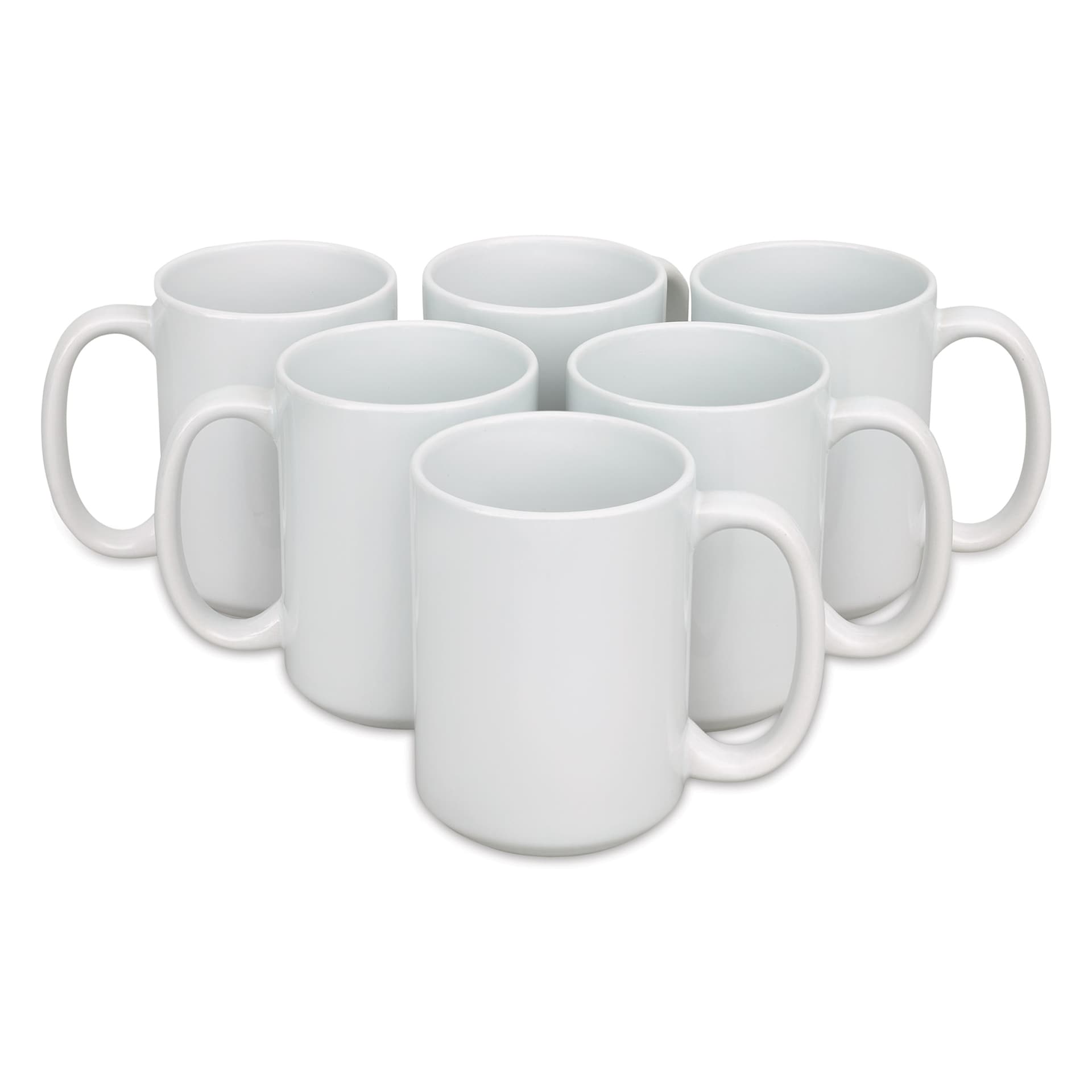 Craft Express Sublimation Printing Ceramic Mug - 15 oz, White, Pkg of 6 (out of packaging)
