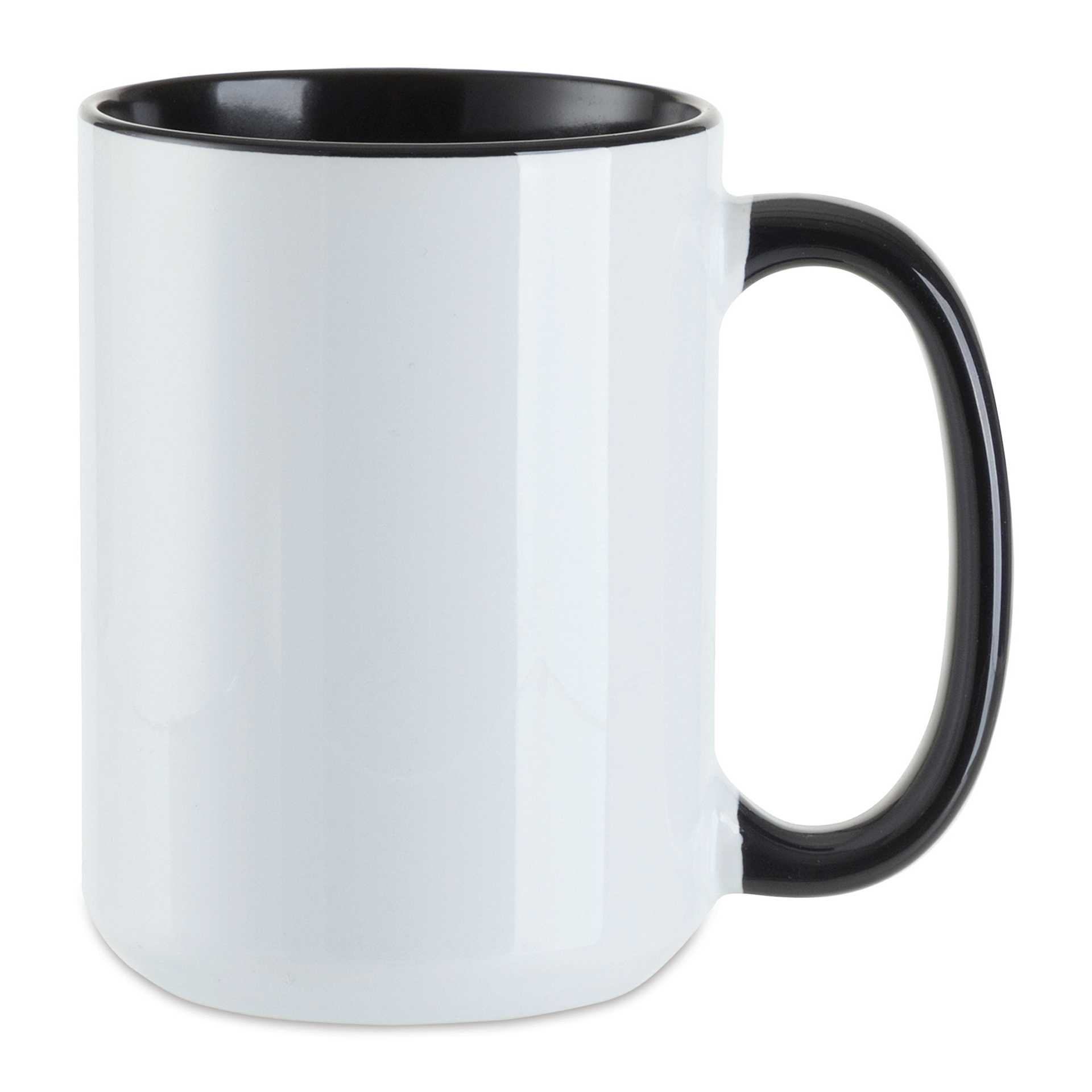 Craft Express Sublimation Printing Ceramic Mug - 15 oz, White and Black, Pkg of 6 (blank mug)