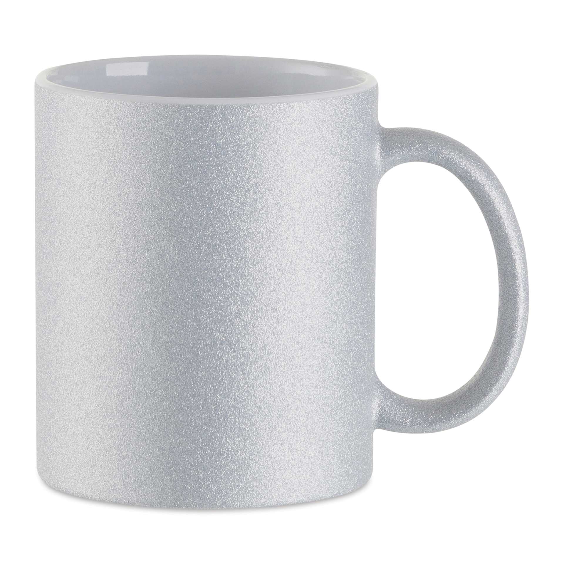 Craft Express Sublimation Printing Ceramic Mug - 11 oz, Silver Glitter single mug