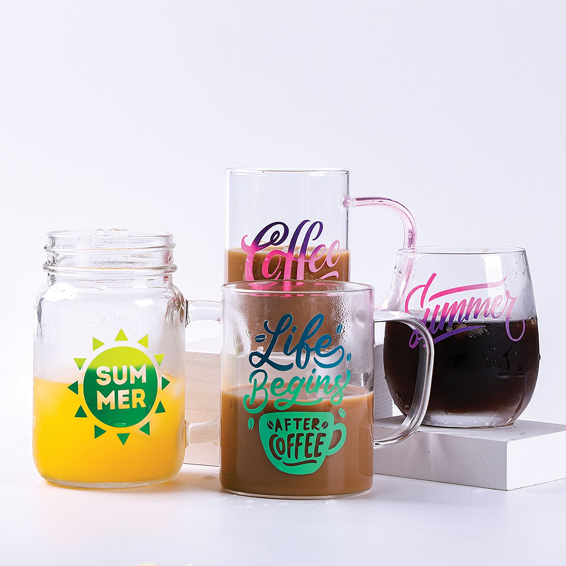 Craft Express Vinyl Sheets - Color Changing, Assorted Colors, 12" x 12", Set of 8 (color change examples applied to cups)