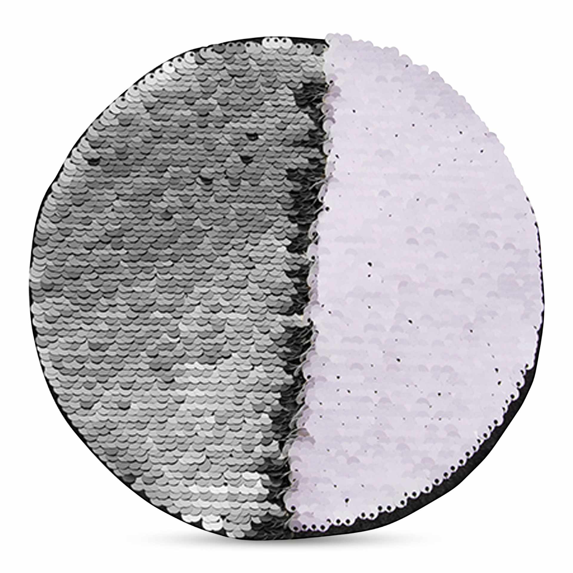 Craft Express Sublimation Printing Flip Sequin Patches - Round, Silver, half of the sequins flipped over