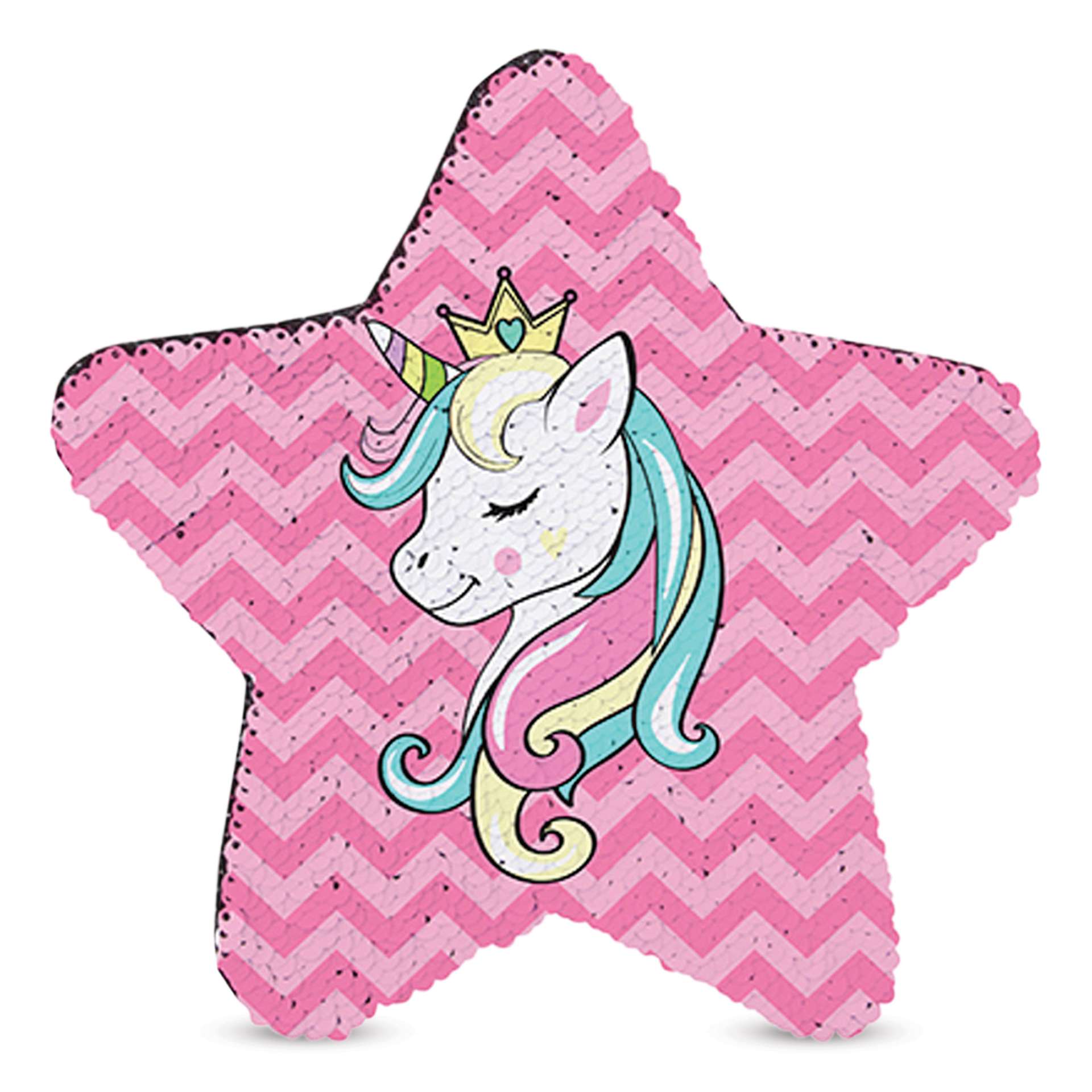 Craft Express Sublimation Printing Flip Sequin Patches - Star, 7" x 7", Silver, printed with a unicorn
