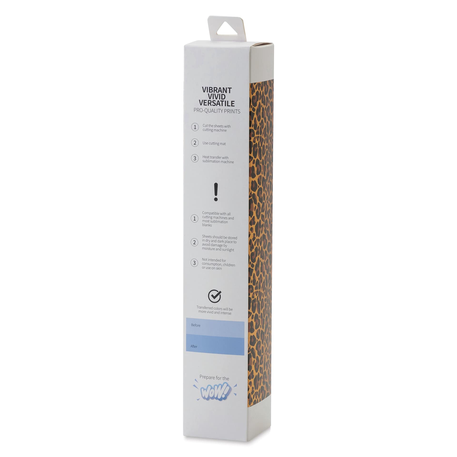 Craft Express Sublimation Pattern Transfer Sheets - Wild Leo, 12" x 12", Pkg of 4 back of box