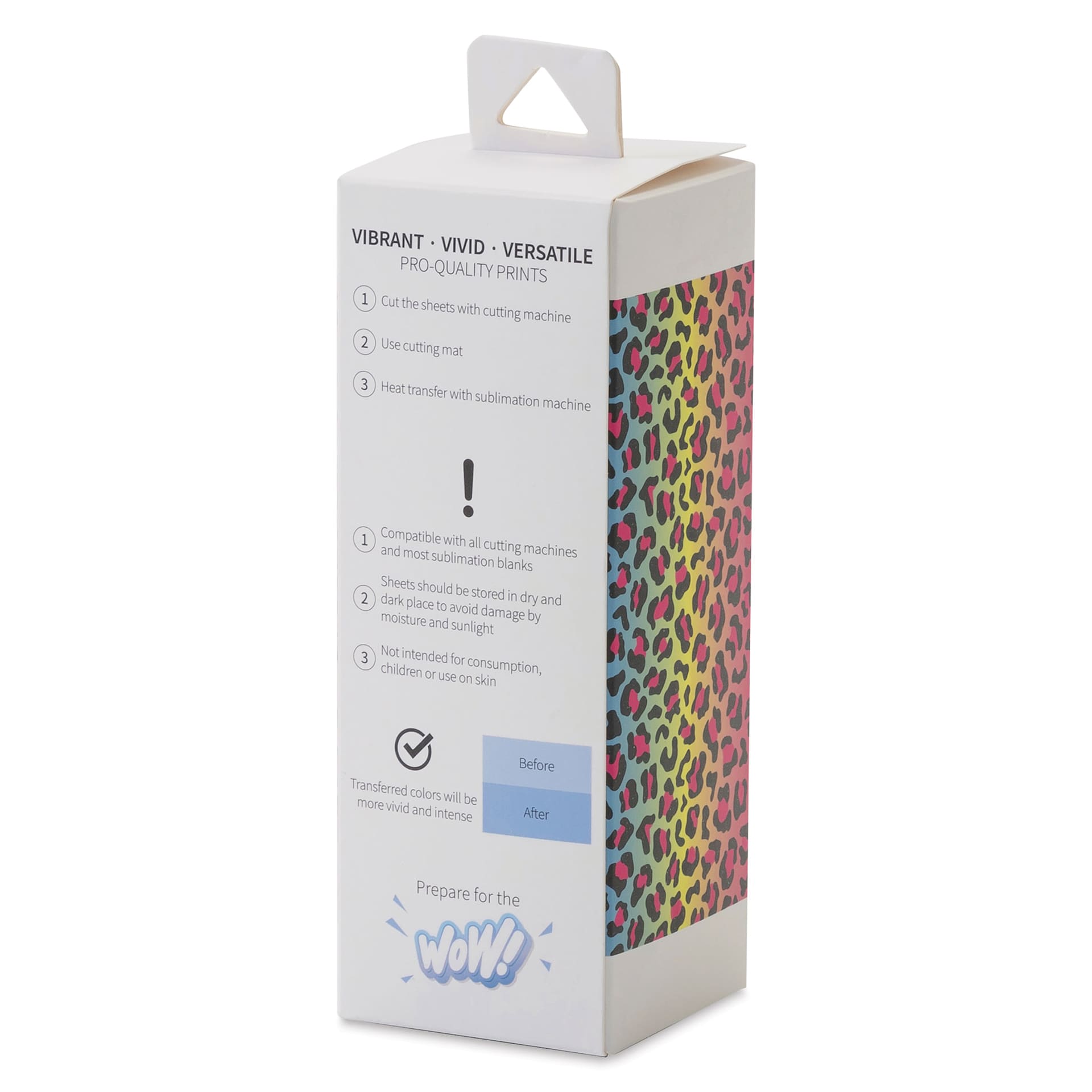 Craft Express Sublimation Pattern Transfer Sheets - Dynamic Leo, 4-1/2" x 12", Pkg of 4 back of box