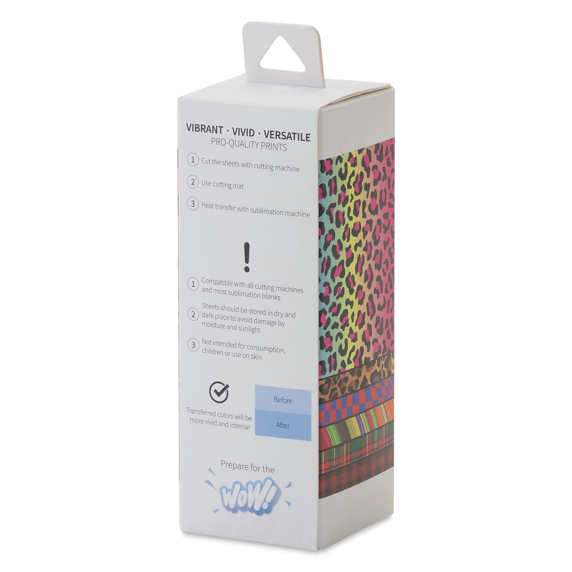 Craft Express Sublimation Pattern Transfer Sheets - Assorted 2, 4-1/2" x 12", Pkg of 6 back of box