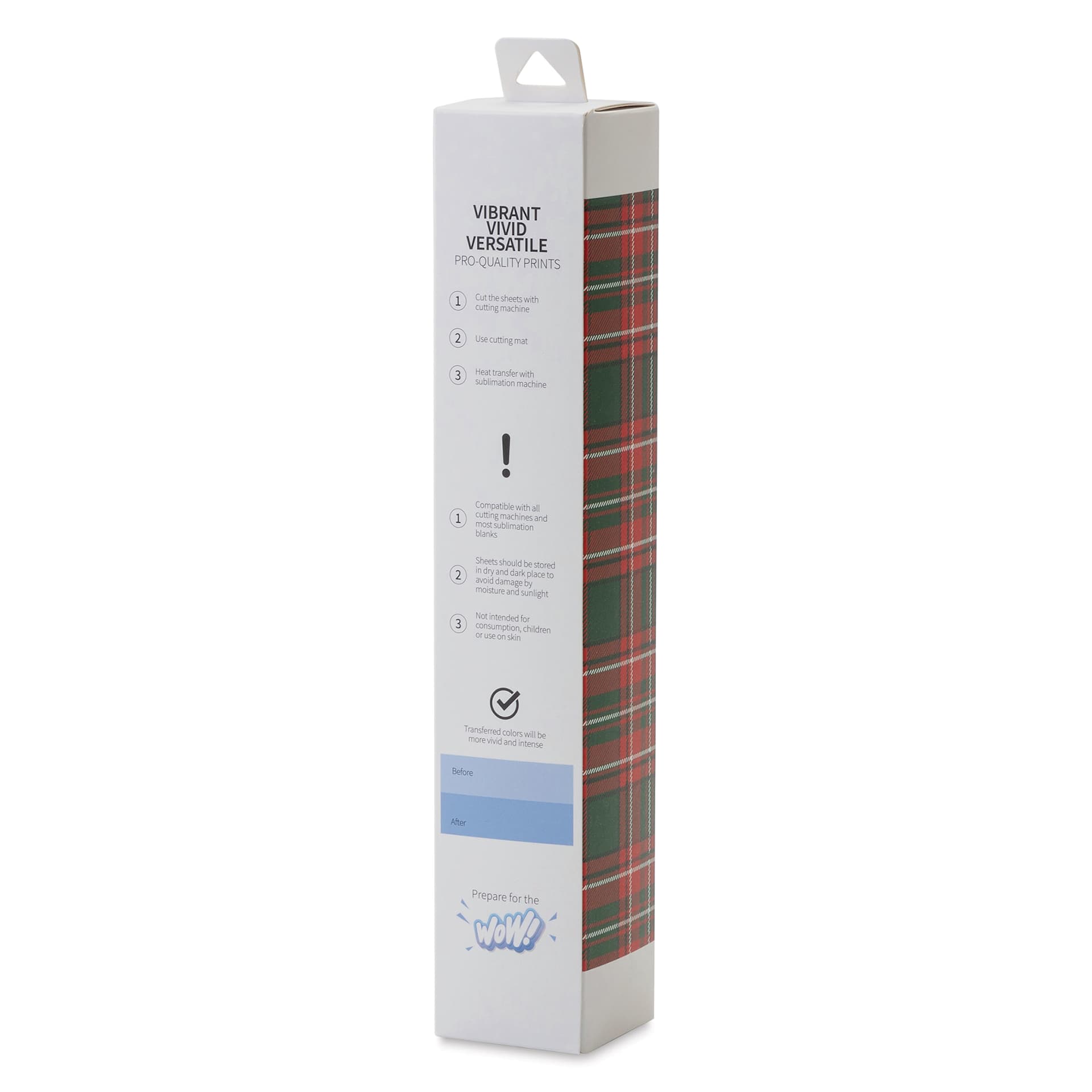 Craft Express Sublimation Pattern Transfer Sheets - Plaid 1, 12" x 12", Pkg of 4 back of box
