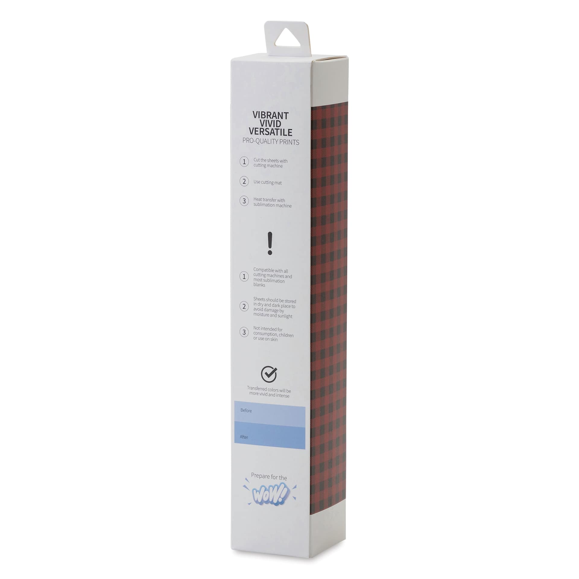 Craft Express Sublimation Pattern Transfer Sheets - Plaid 2, 12" x 12", Pkg of 4 back of box