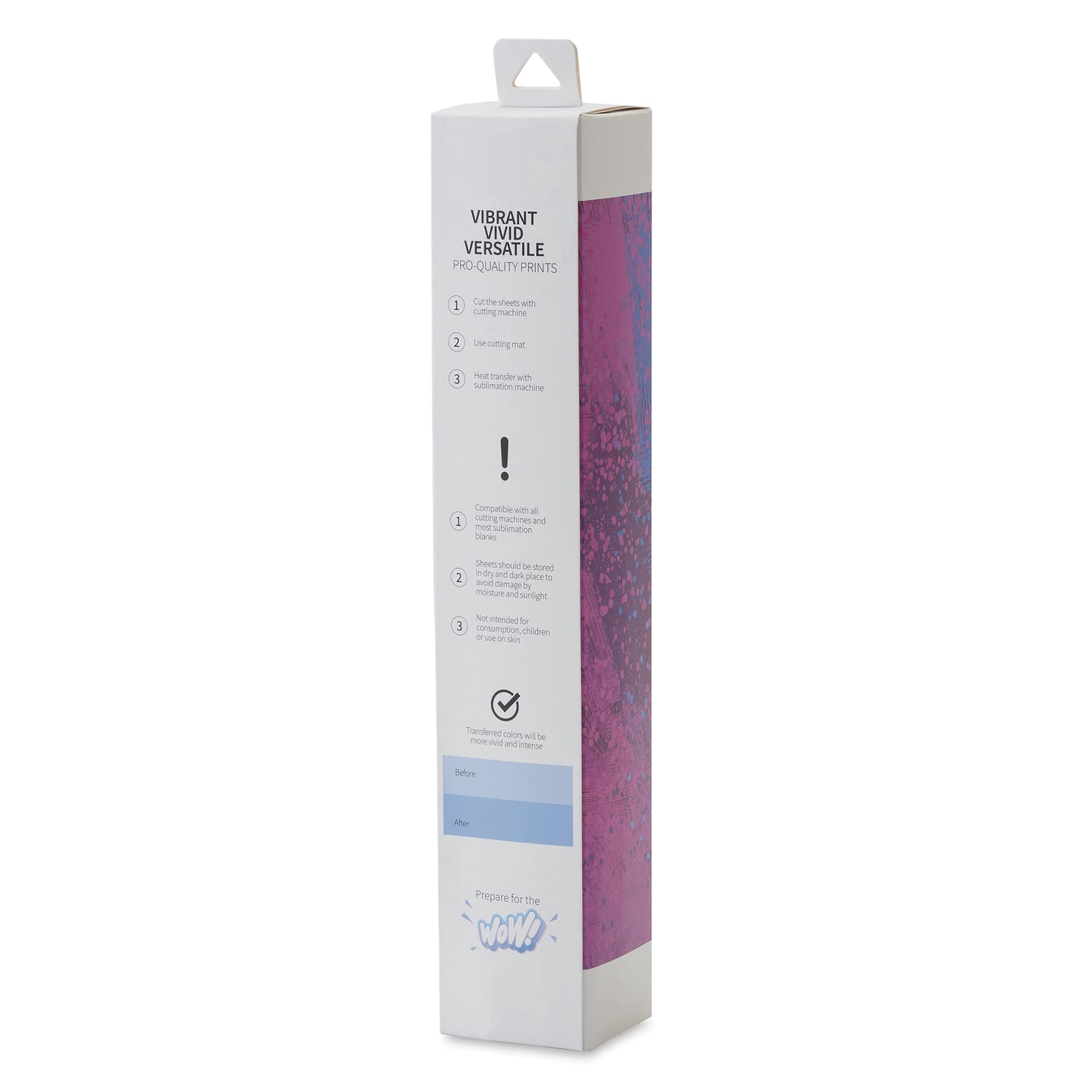 Craft Express Sublimation Pattern Transfer Sheets - Pink Mist, 12" x 12", Pkg of 4 back of box