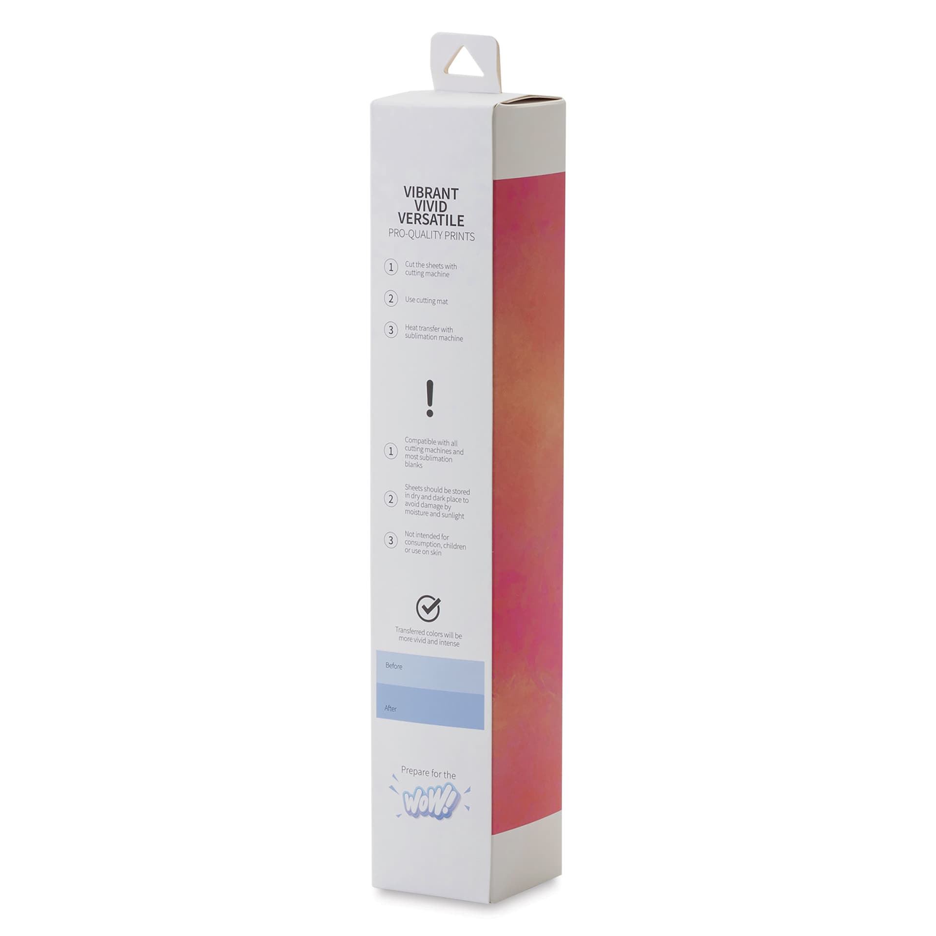 Craft Express Sublimation Pattern Transfer Sheets - Dreamy Sky, 12" x 12", Pkg of 4 back of box