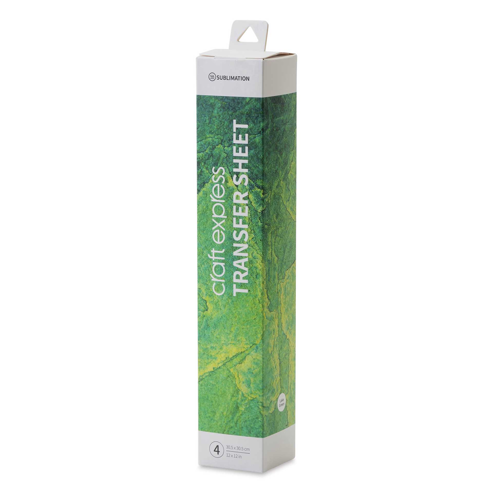Craft Express Sublimation Pattern Transfer Sheets - Electric Lake Green, 12" x 12", Pkg of 4 front of box