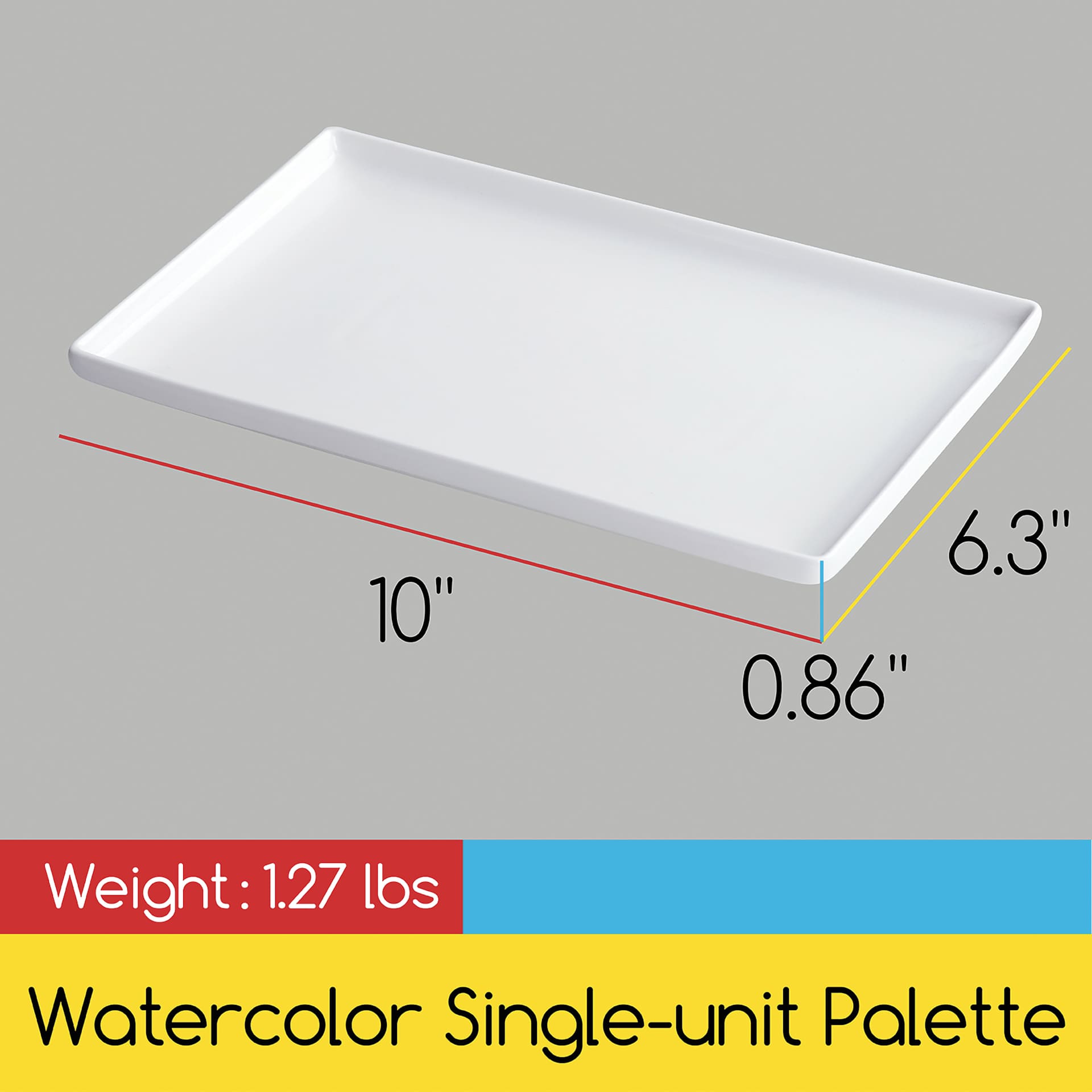 Meeden Porcelain Mixing Tray - 0.86" x 6.3" x 10" - dimensions