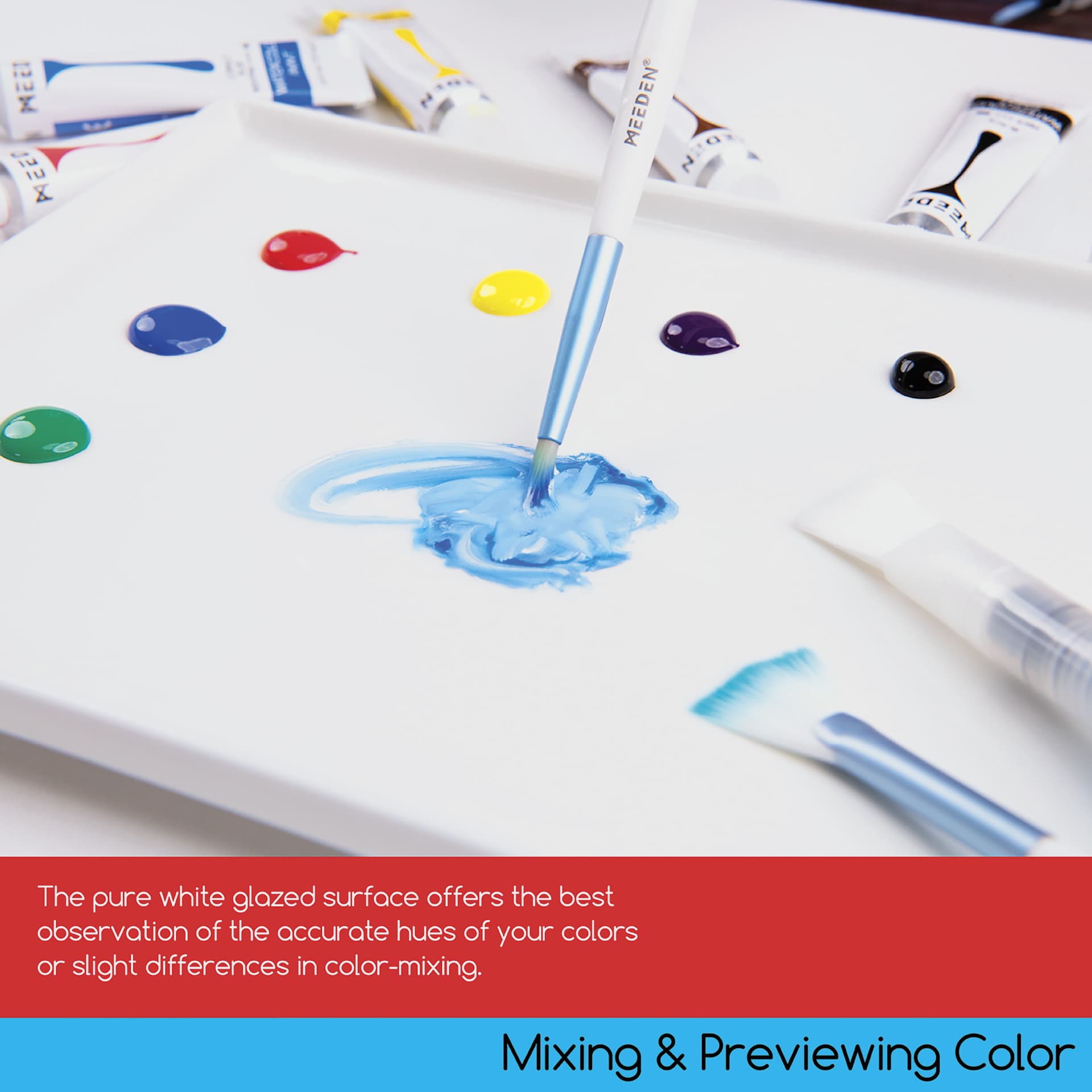 Meeden Porcelain Mixing Tray - 0.86" x 10" x 6.3" - mixing & previewing color