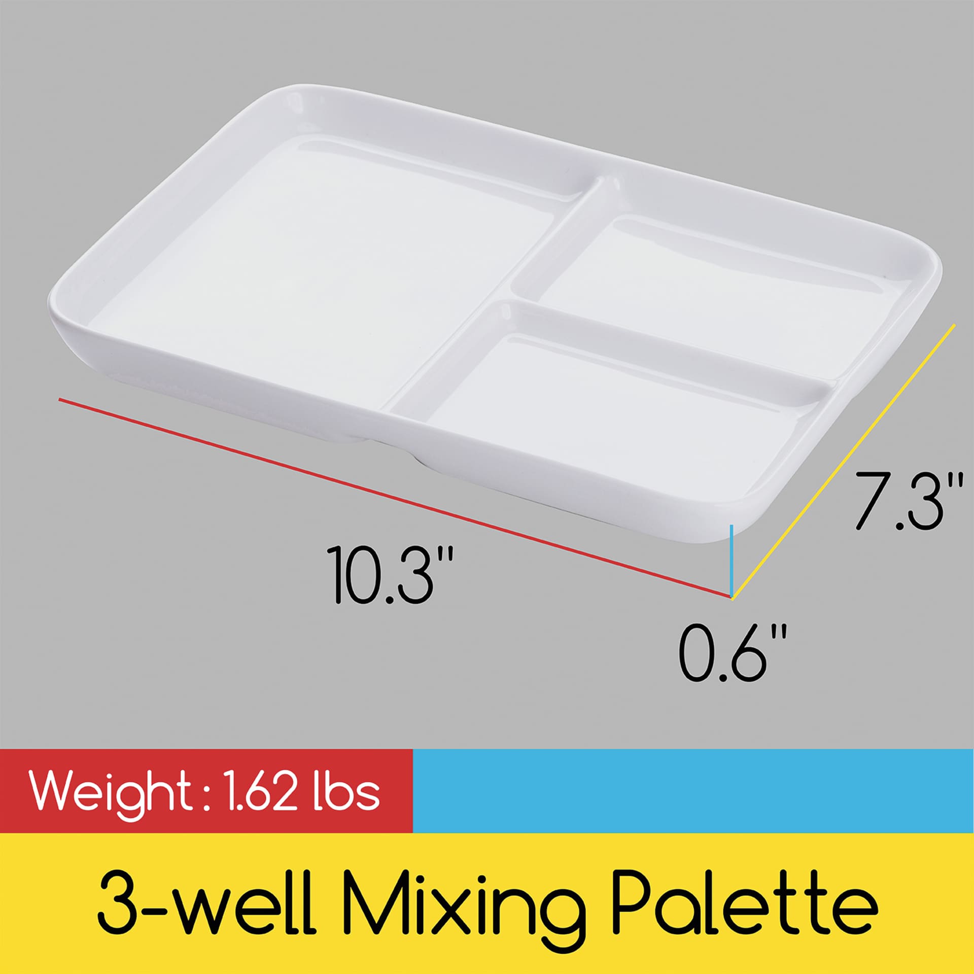 Meeden Porcelain 3-Well Tray with dimensions