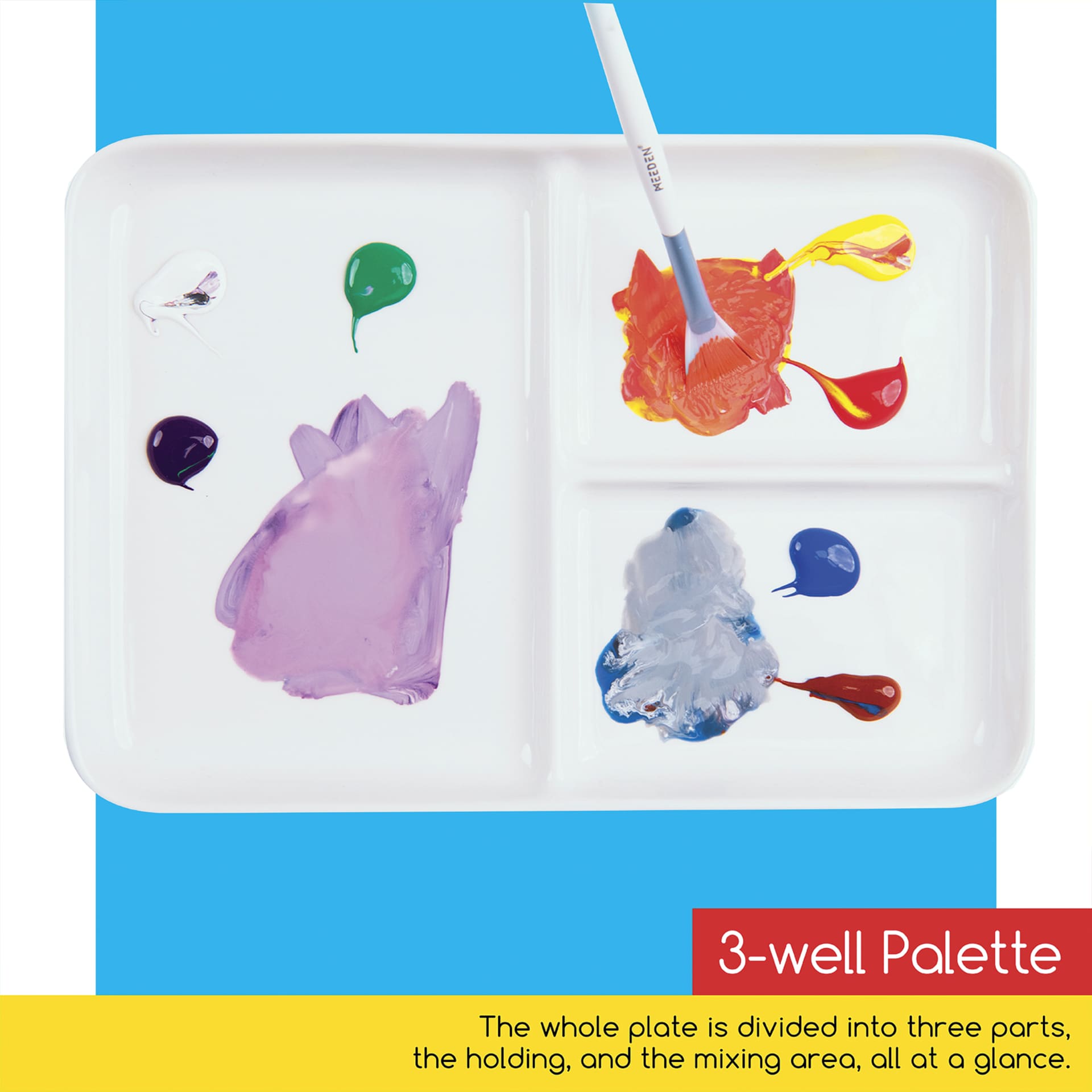 Meeden Porcelain 3-Well Tray with paint