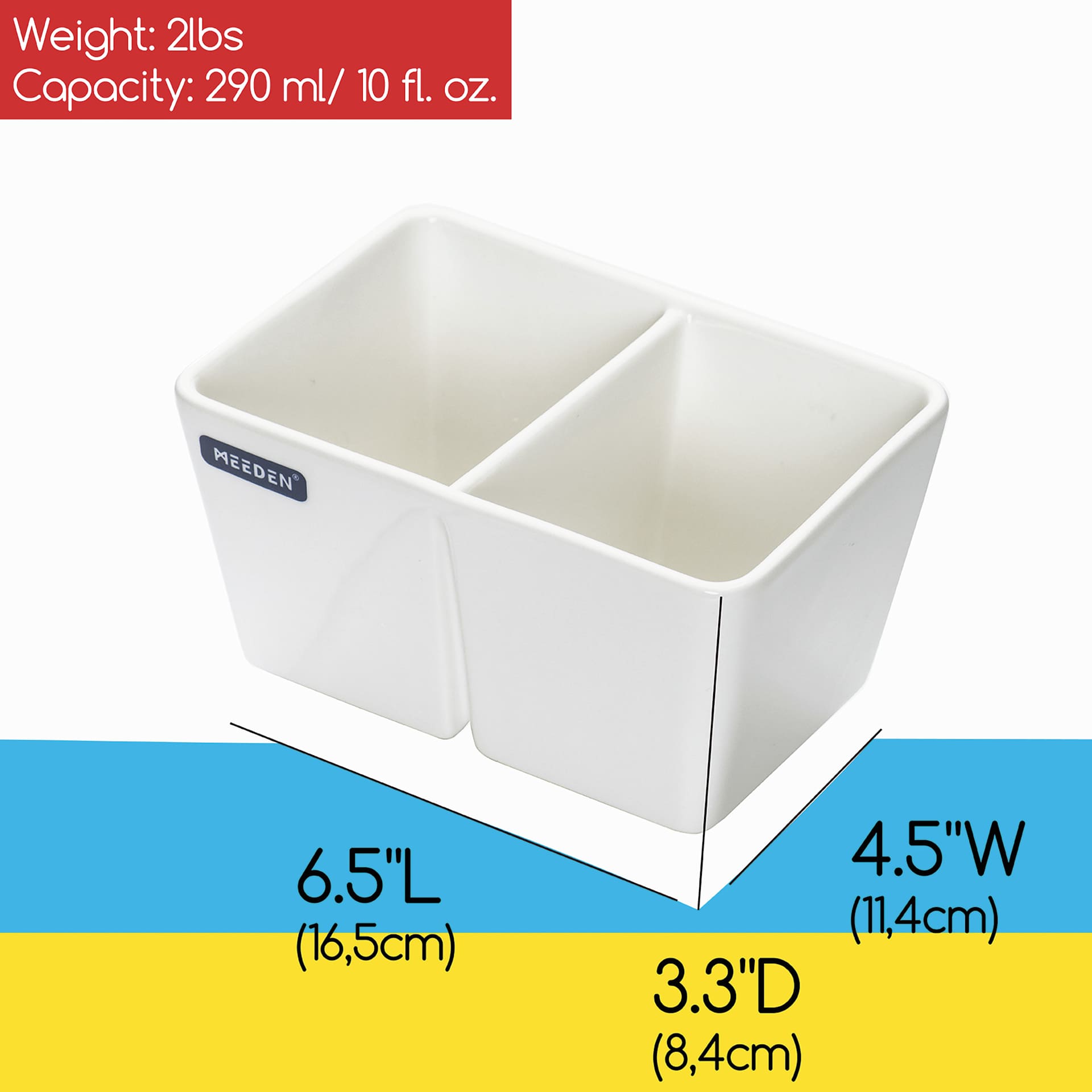 Meeden Porcelain Brush Wash Bowl - with dimensions