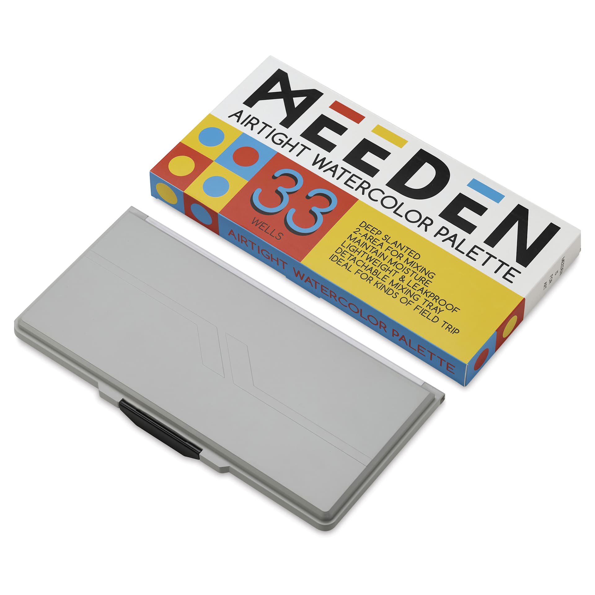 Meeden Airtight Leakproof Watercolor Palette - Gray, with packaging