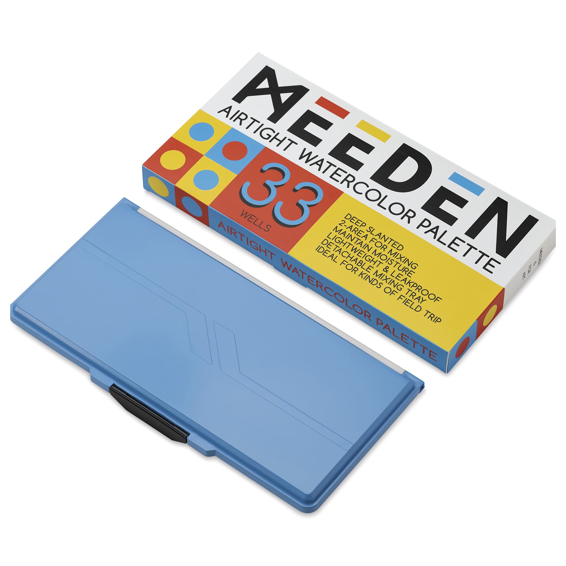 Meeden Airtight Leakproof Watercolor Palette - Blue, with packaging
