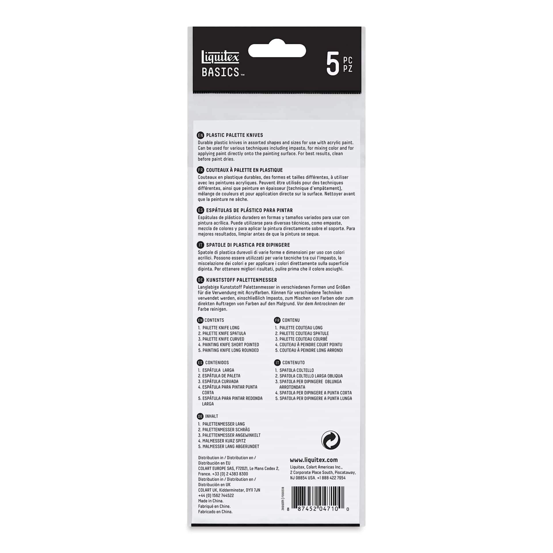 Liquitex Basics Plastic Palette Knives - Assorted, Set of 5