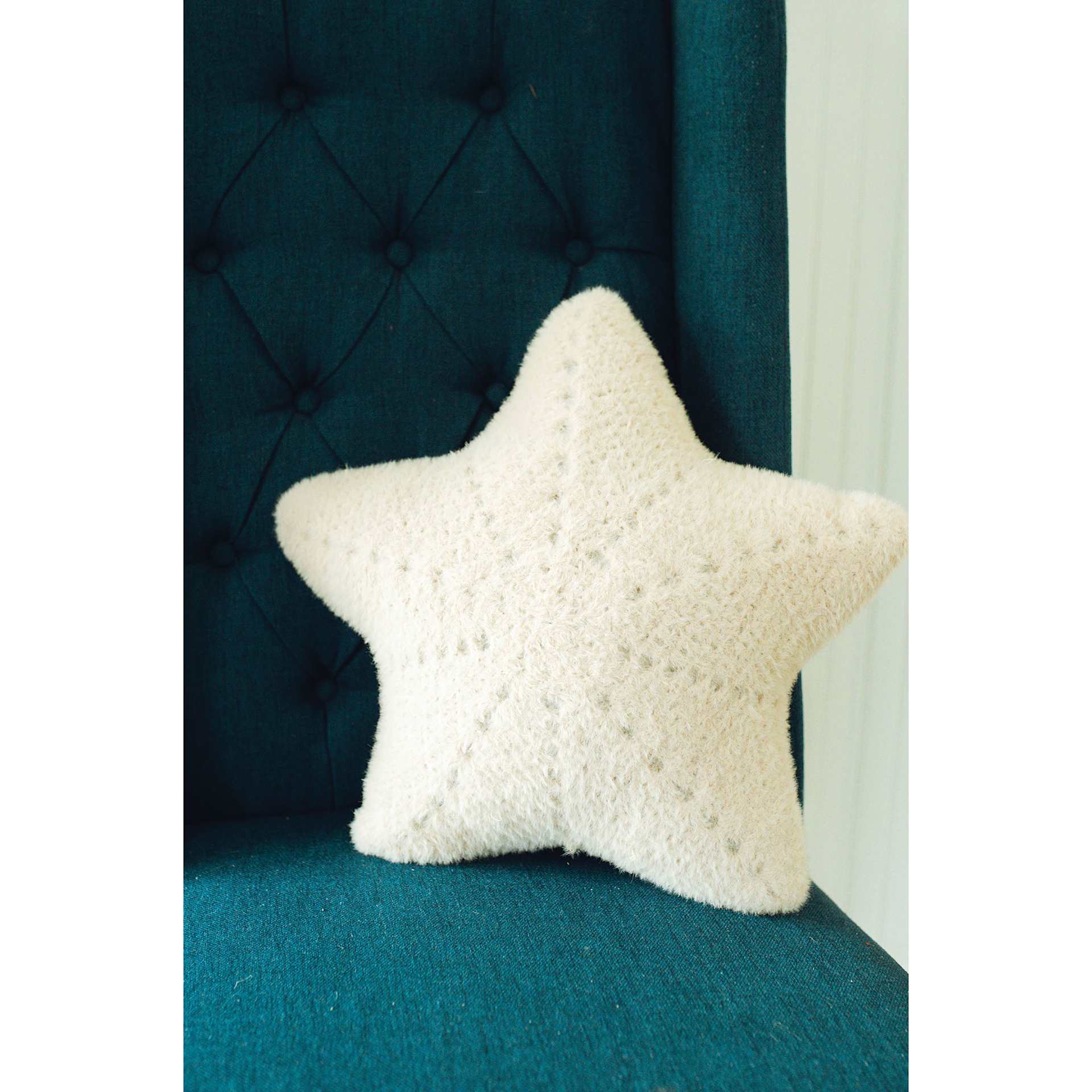 Lion Brand Feels Like Bliss Yarn (Star shaped pillow made with Lion Brand yarn)
