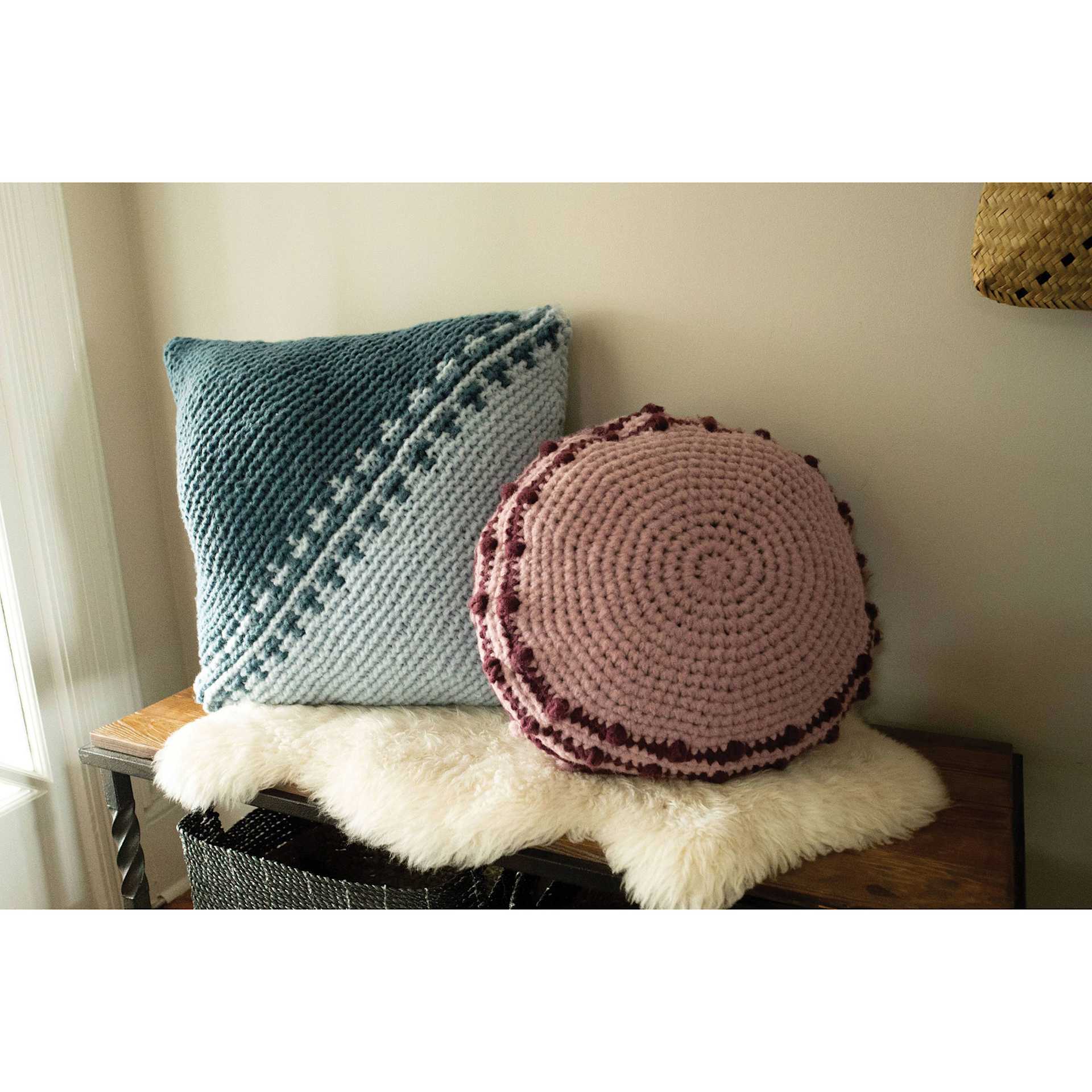 Lion Brand Feels Like Butta Thick & Quick Yarn, finished sofa cushions