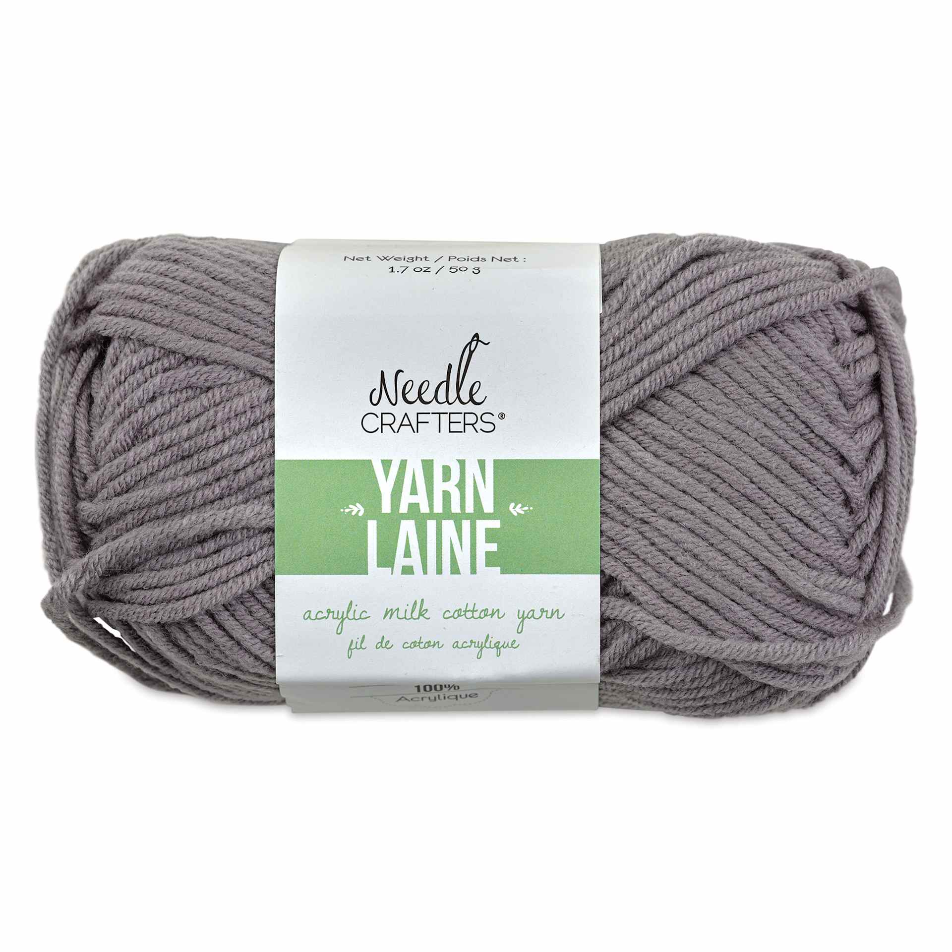Needle Crafters Milk Cotton Yarn - Smoke Grey, front of the packaging