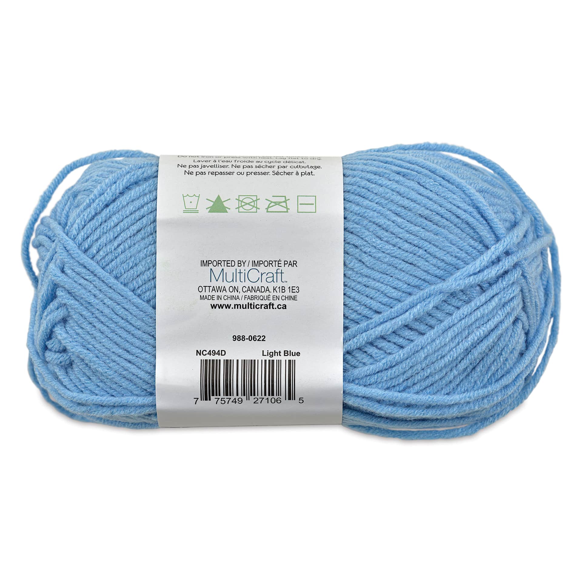 Needle Crafters Milk Cotton Yarn - Light Blue, back of the packaging