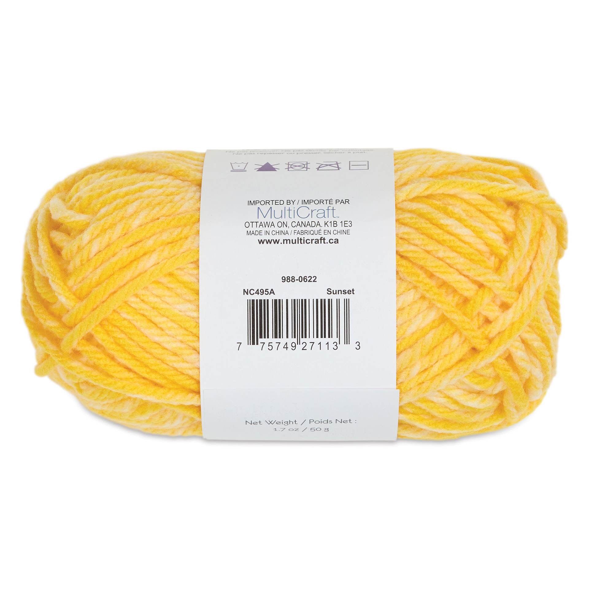 Needle Crafters Twist Duo-Tone Yarn - Sunset, back of the packaging
