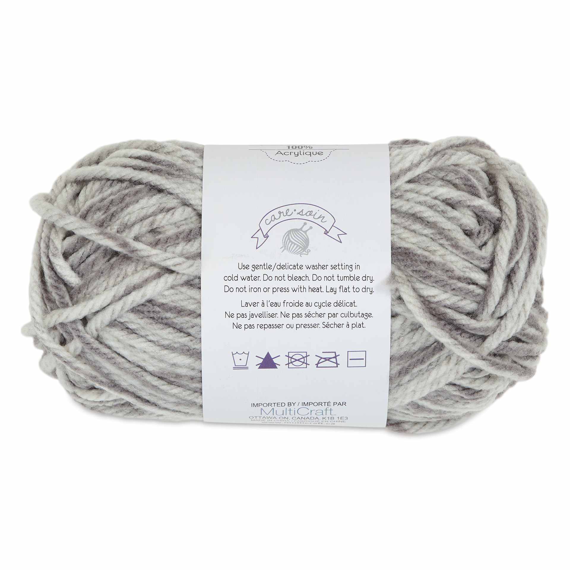 Needle Crafters Twist Duo-Tone Yarn - Smoke, care instructions