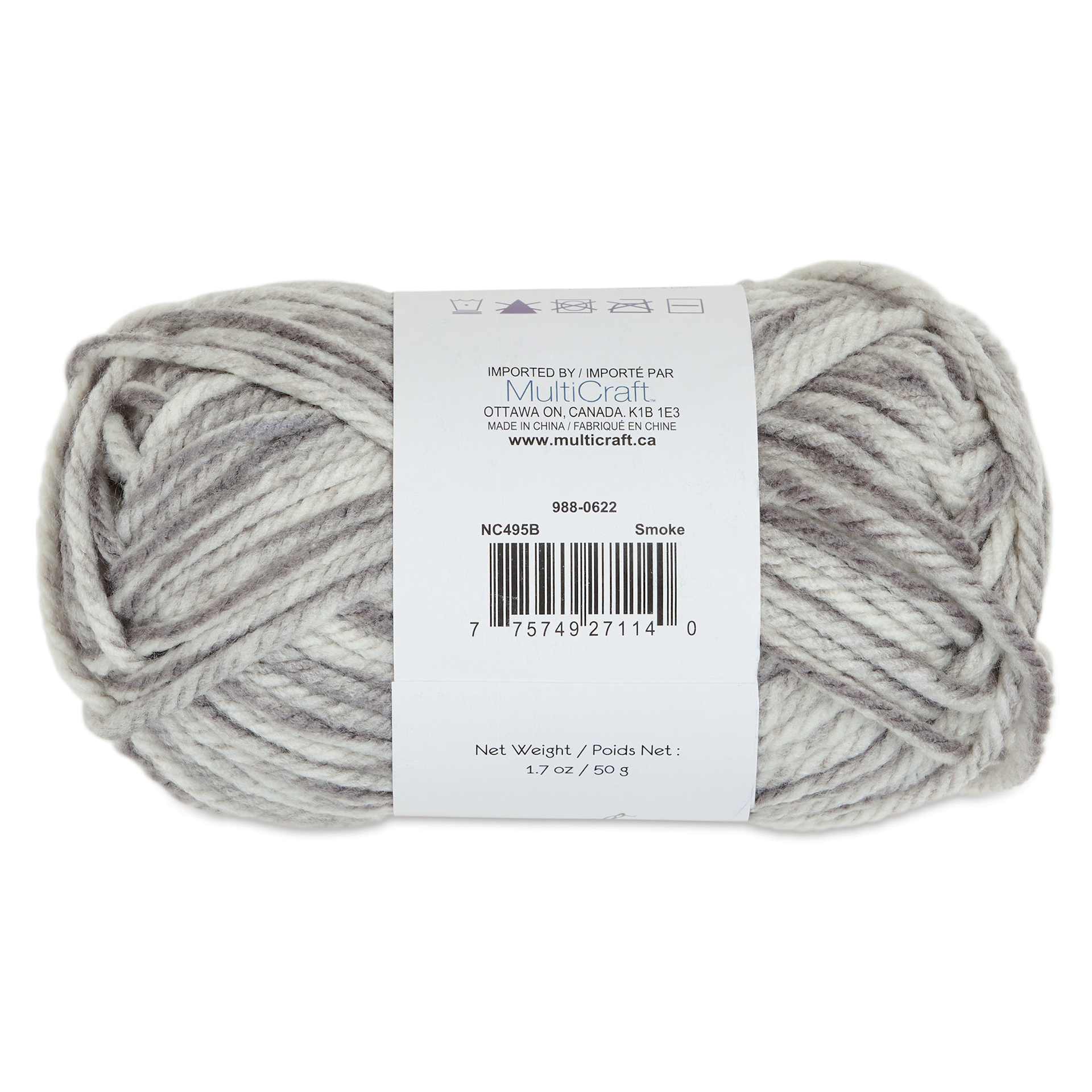Needle Crafters Twist Duo-Tone Yarn - Smoke, back of the packaging