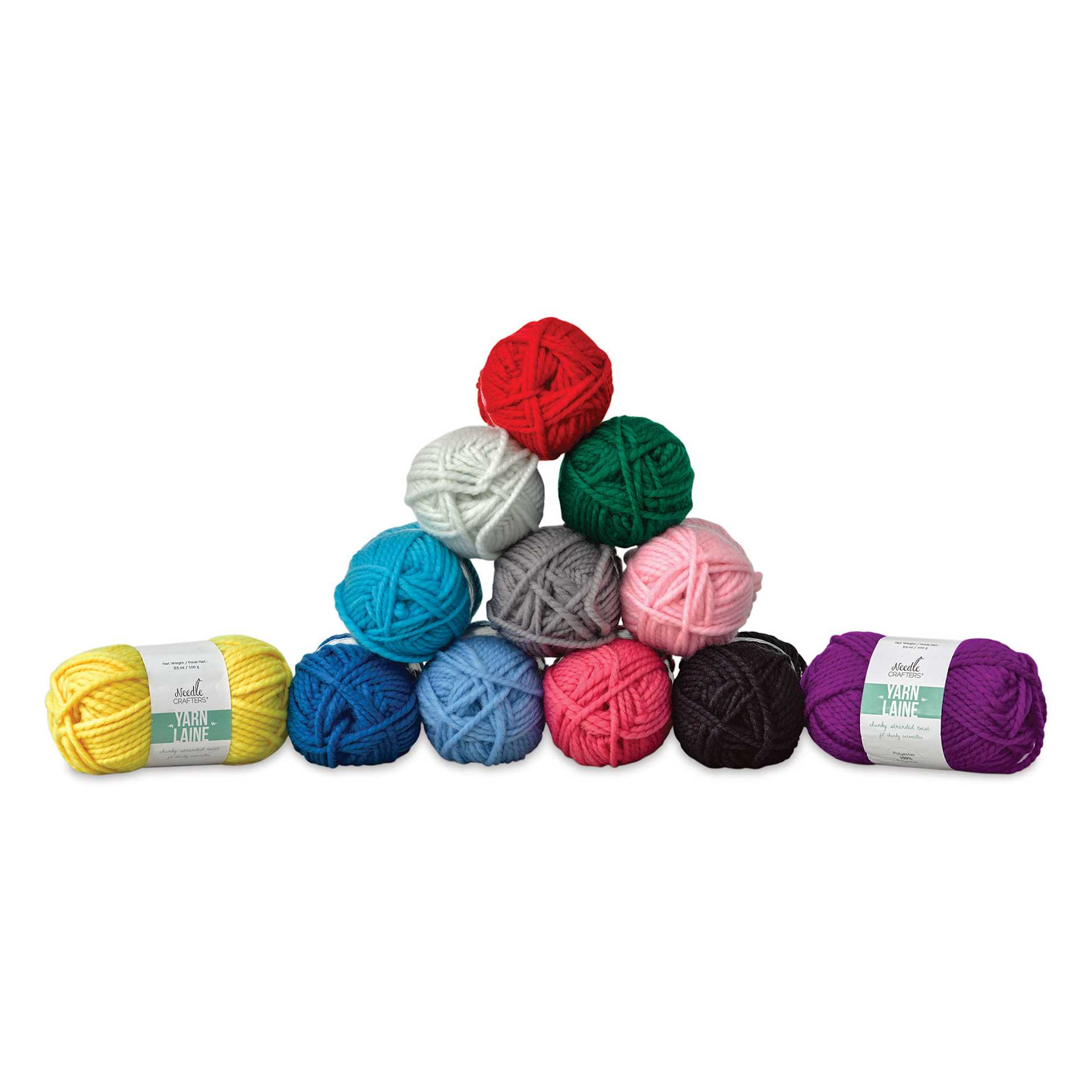 Needle Crafters Chunky Standard Twist Yarn, skeins stacked up on top of each other