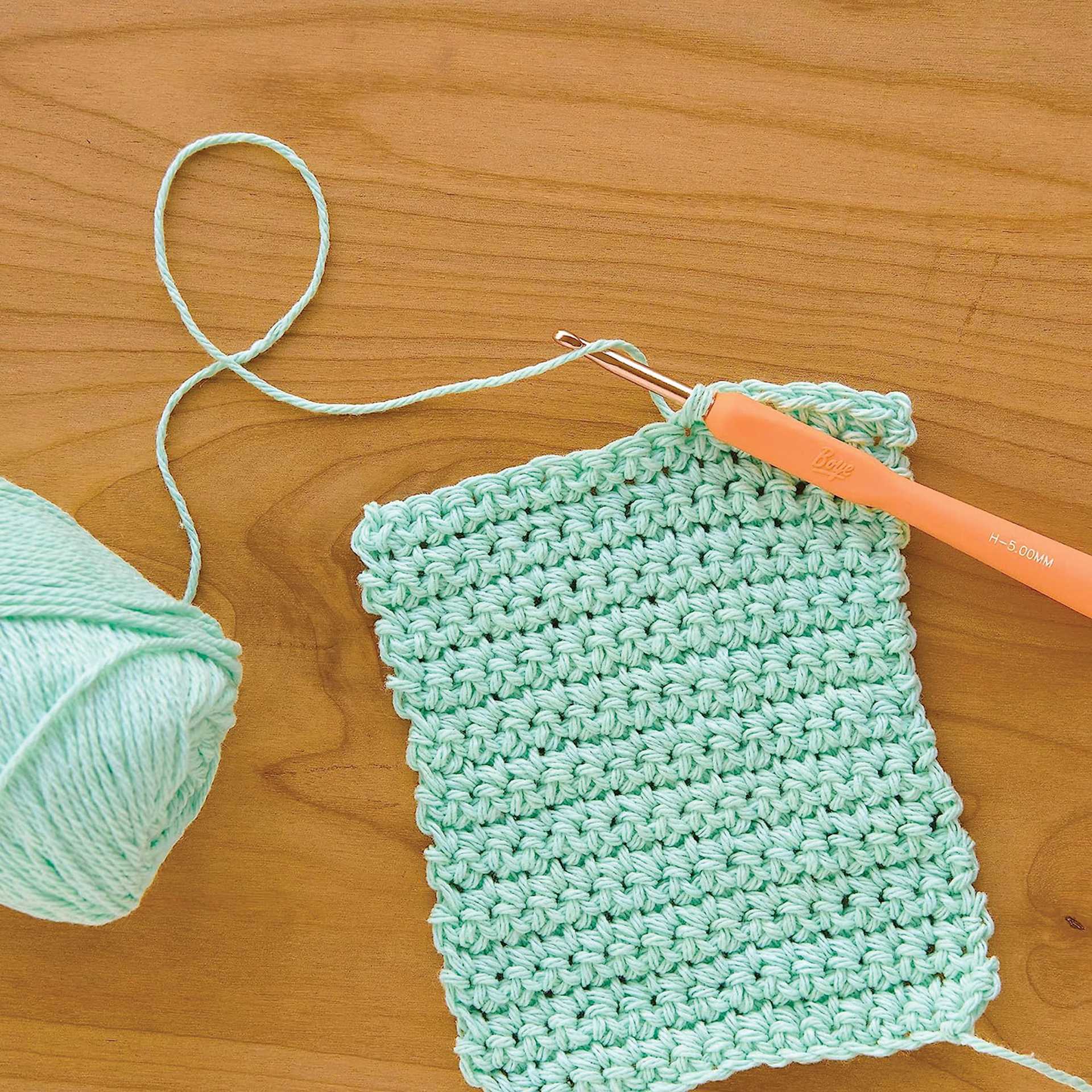 Boye Ergo Crochet Hook Sets - Warm color H hook in use