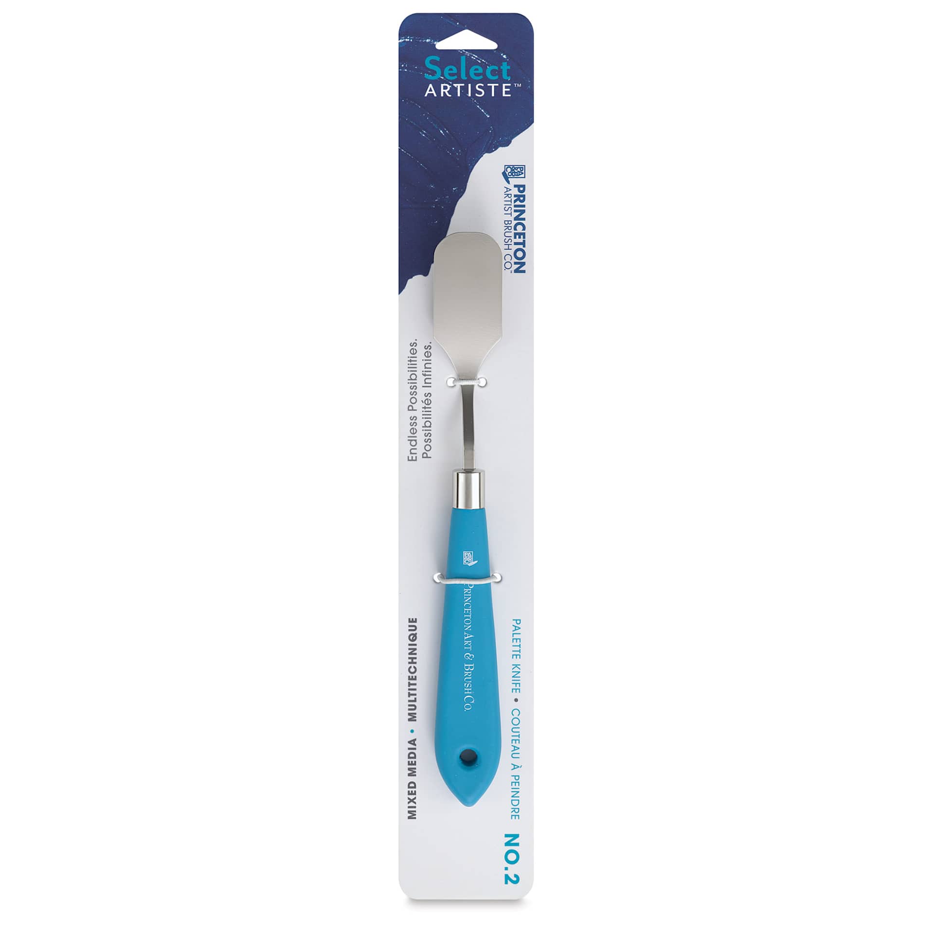 Princeton Select Palette Knife - Style 2, Small Angle Trowel, front of the packaging