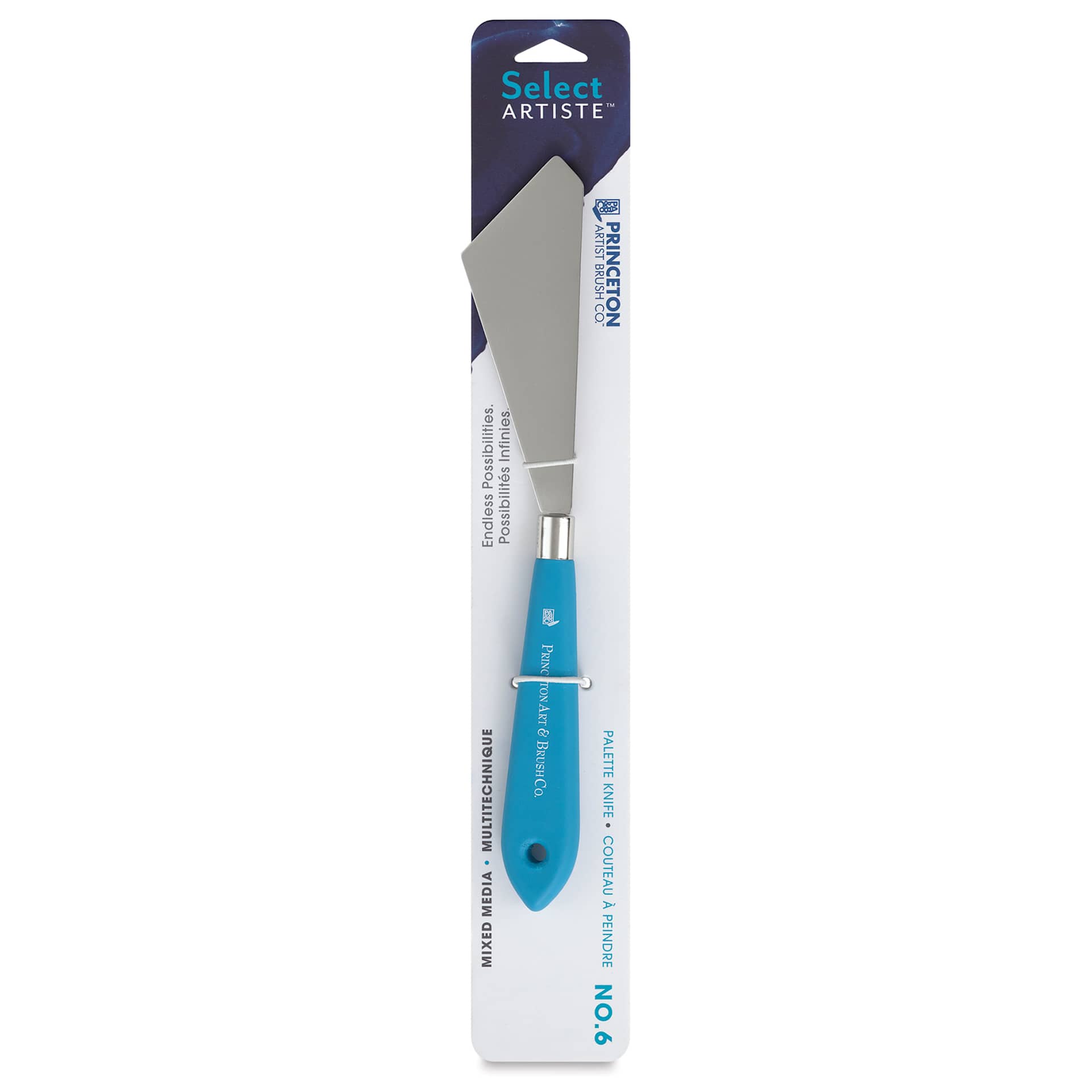 Princeton Select Palette Knife - Style 6, Medium Multi Angle Scraper, front of the packaging