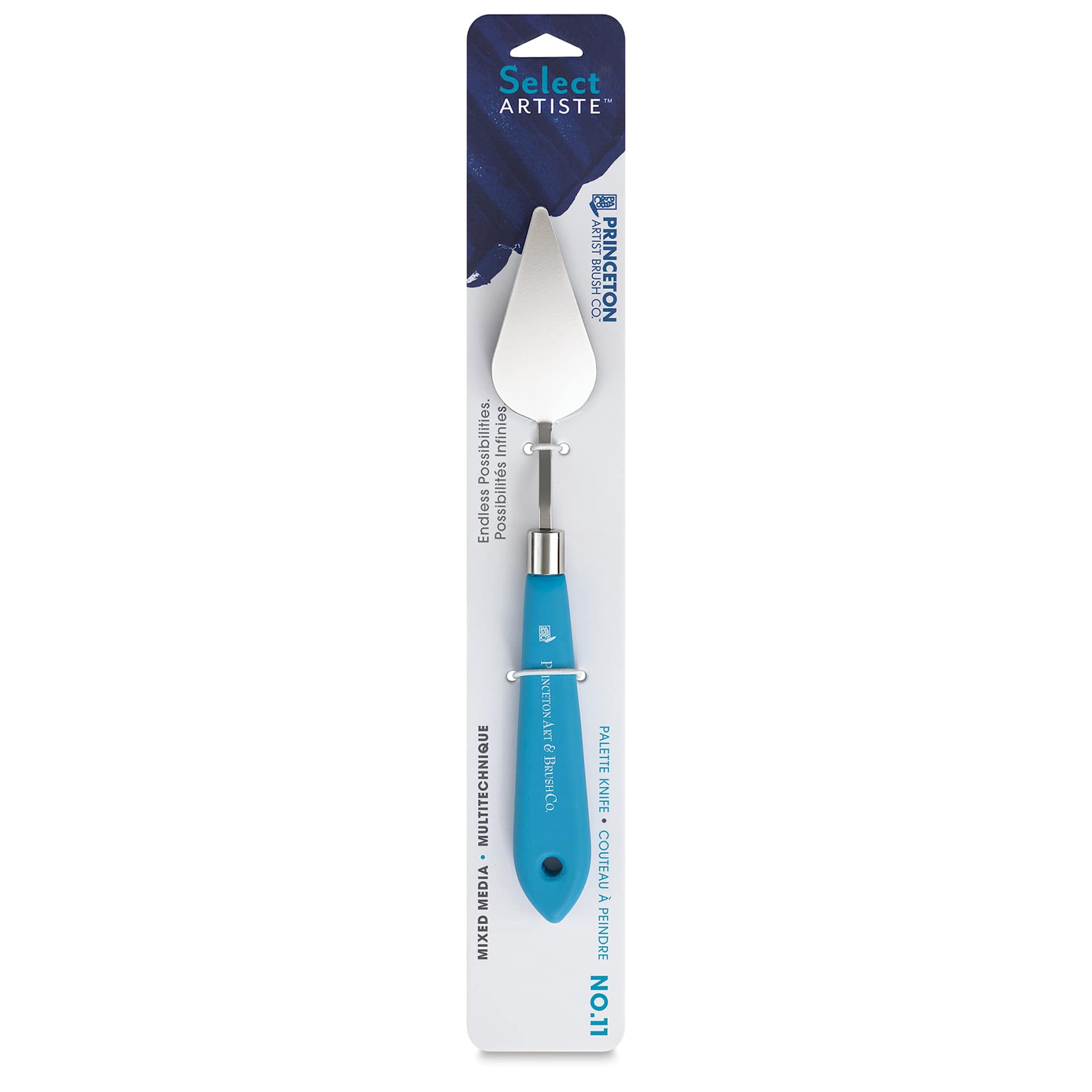 Princeton Select Palette Knife - Style 11, Medium Trowel, front of the packaging