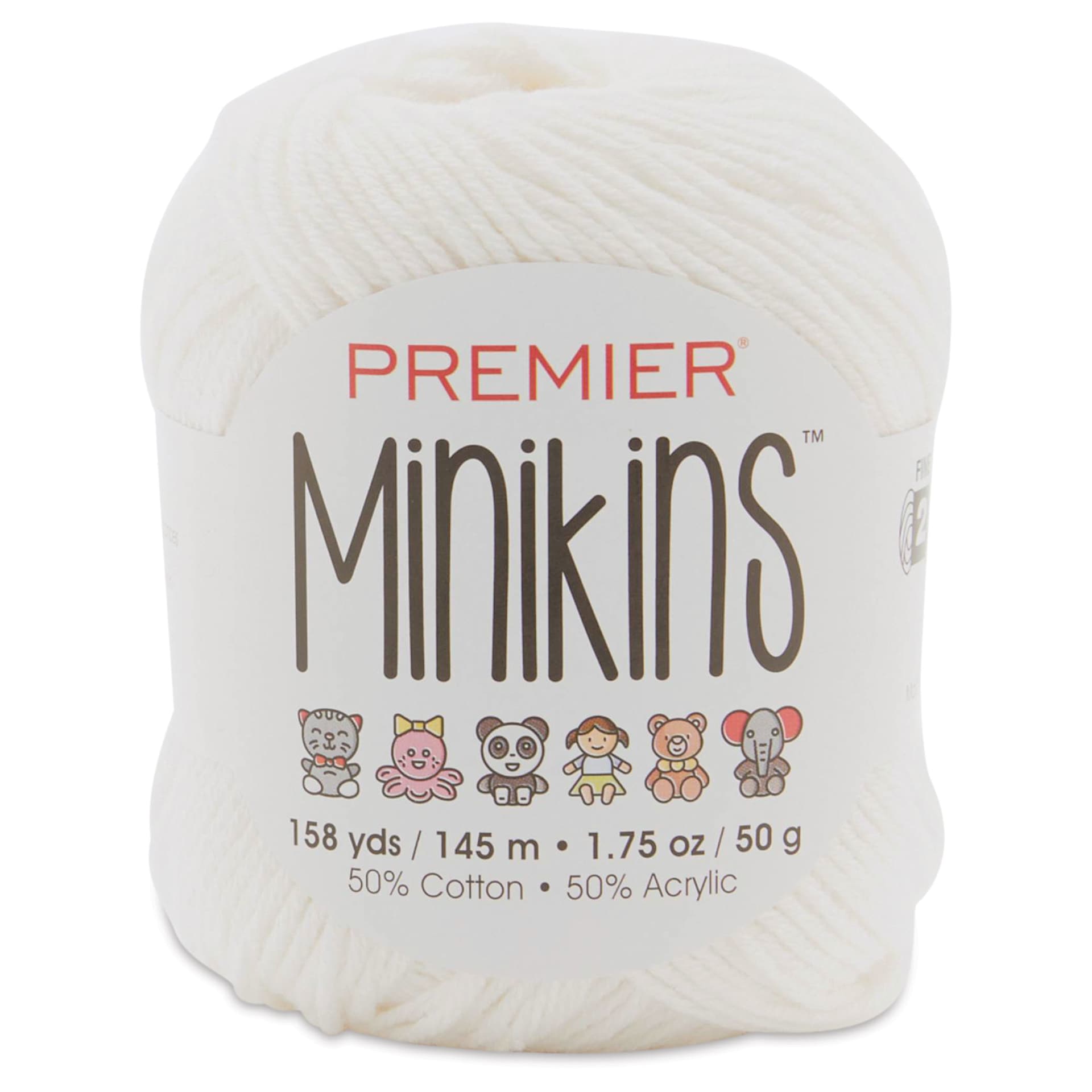 Premier Yarn Minikins Yarn - White, 158 yds